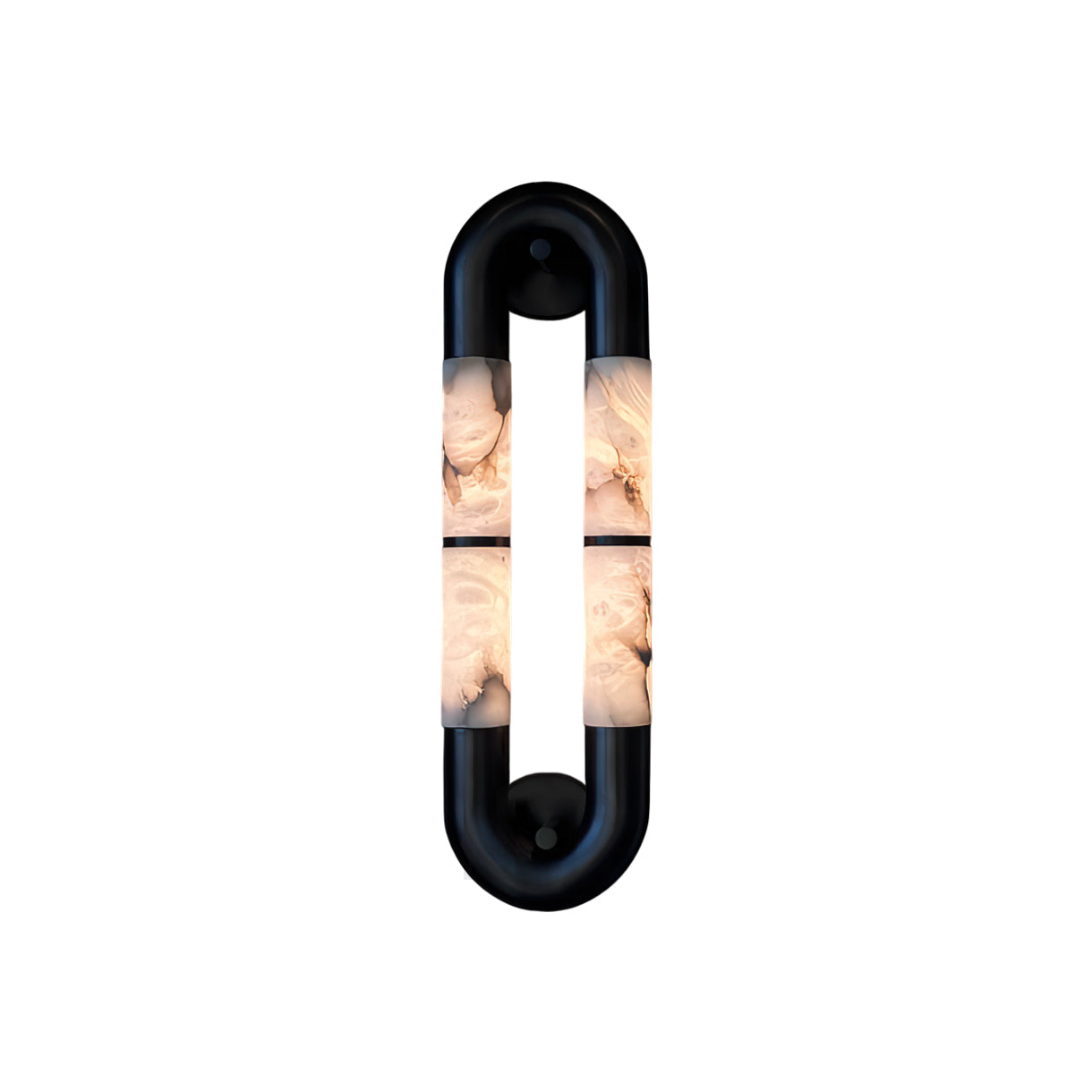 Alabaster Banded KoKo Sconce in a modern hallway setting.