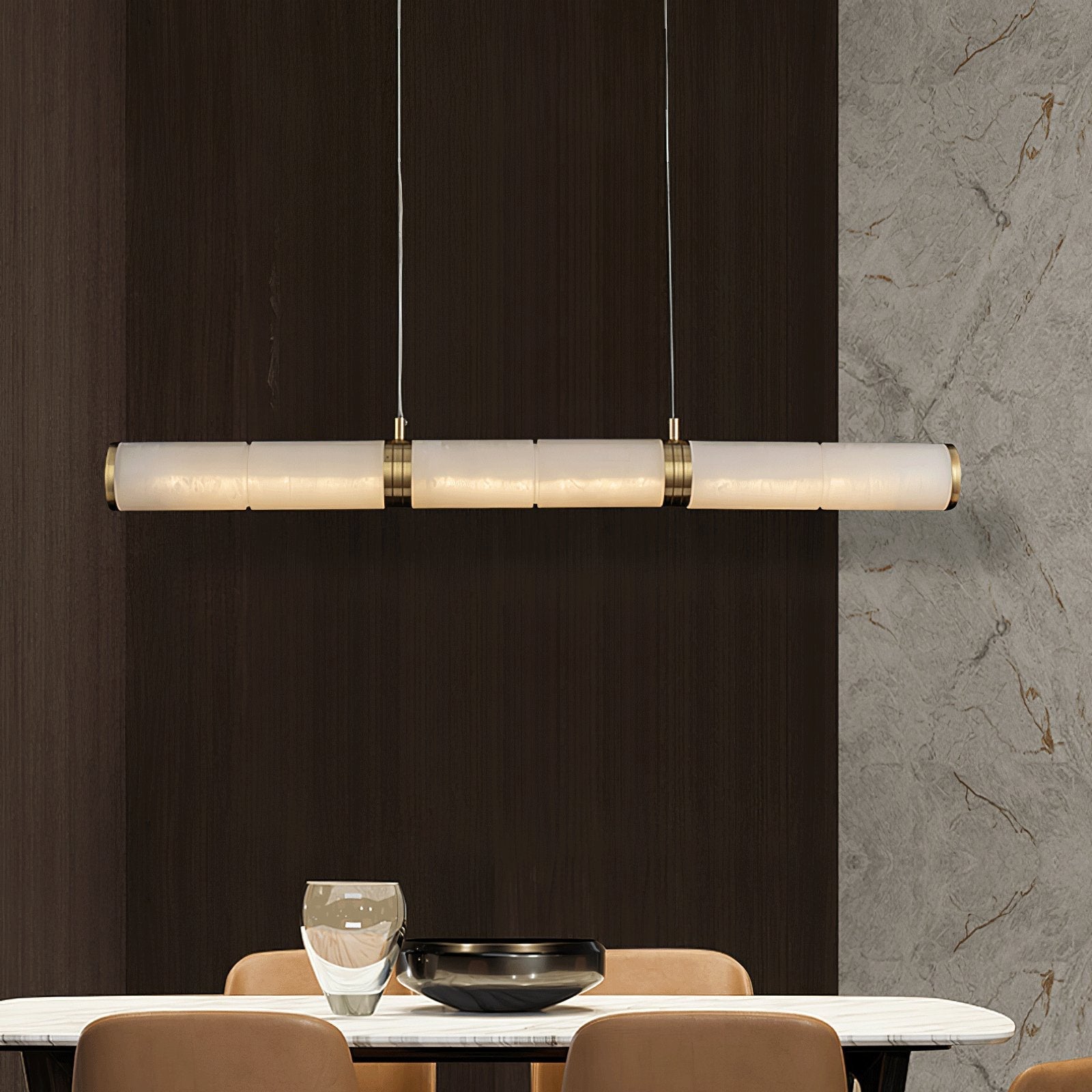 Gevrel Minimalist Alabaster Linear Pendant Light-Neutral Decor