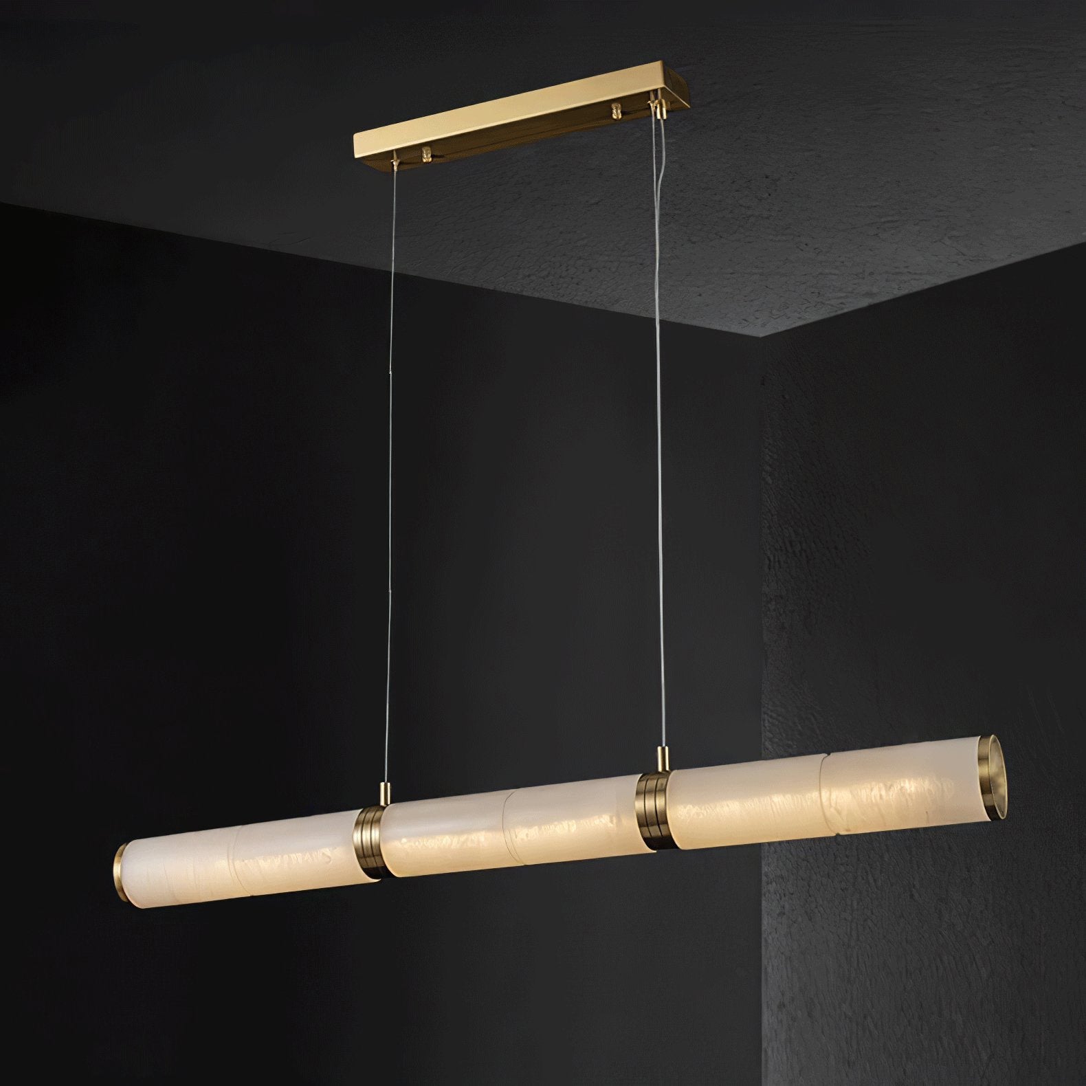 Gevrel Minimalist Alabaster Linear Pendant Light-Neutral Decor