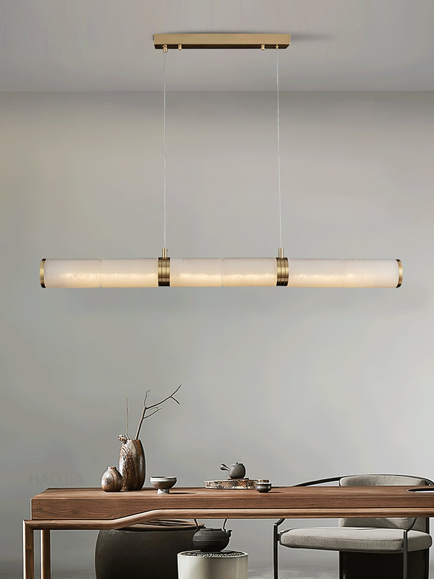 Gevrel Minimalist Alabaster Linear Pendant Light-Neutral Decor