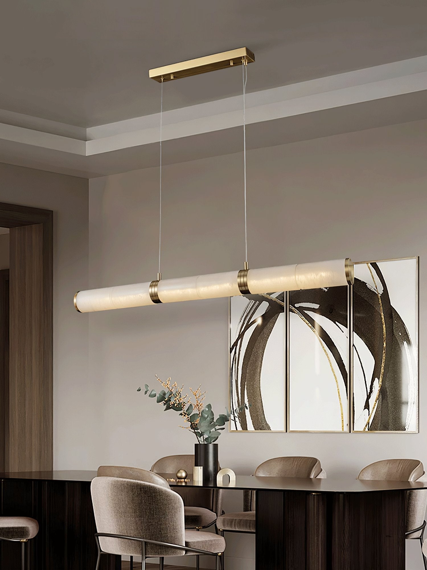 Gevrel Minimalist Alabaster Linear Pendant Light-Neutral Decor