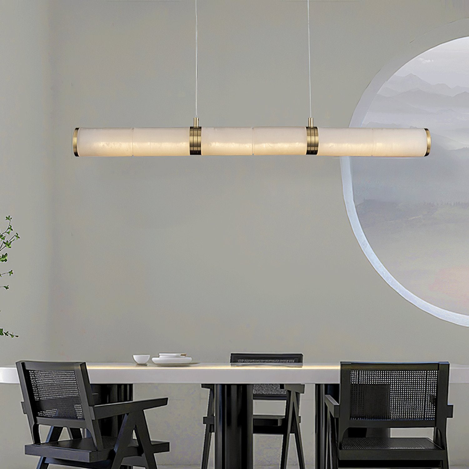 Gevrel Minimalist Alabaster Linear Pendant Light-Neutral Decor