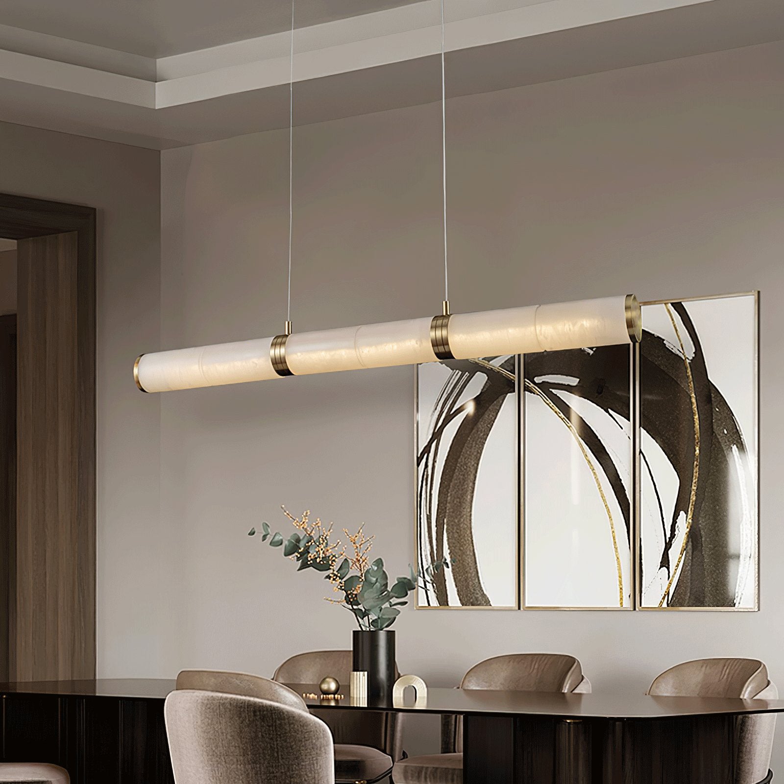 Gevrel Minimalist Alabaster Linear Pendant Light-Neutral Decor