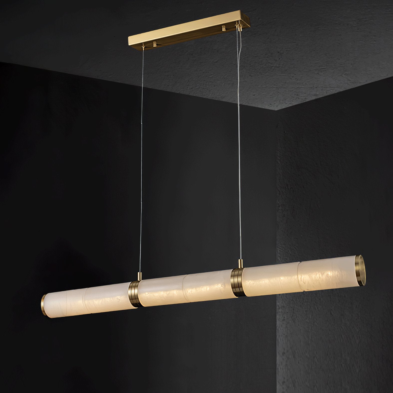 Gevrel Minimalist Alabaster Linear Pendant Light-Neutral Decor