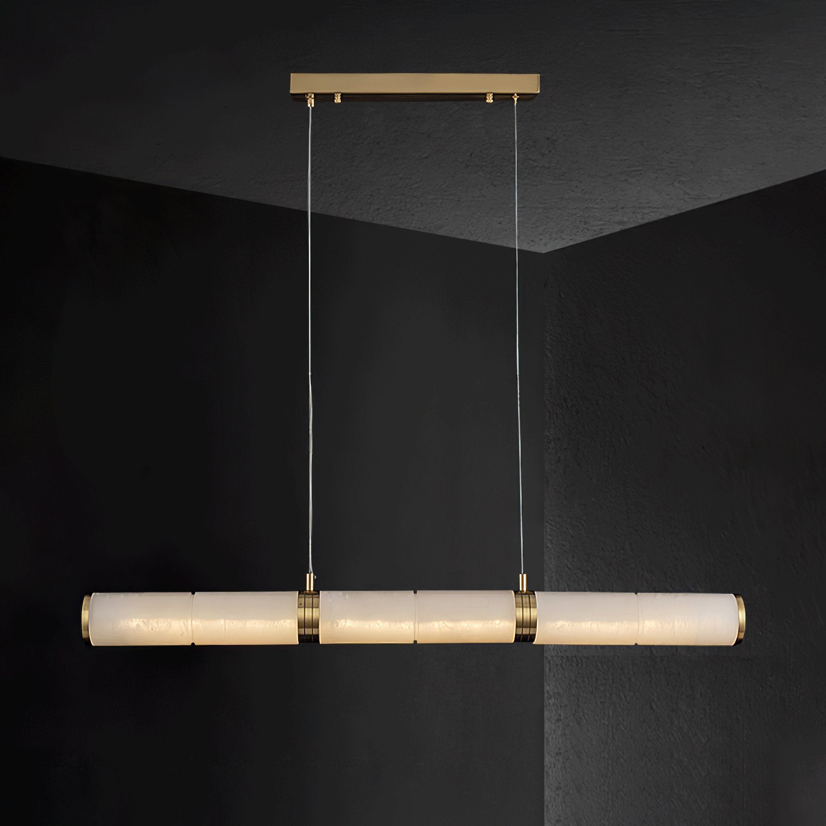 Gevrel Minimalist Alabaster Linear Pendant Light-Neutral Decor