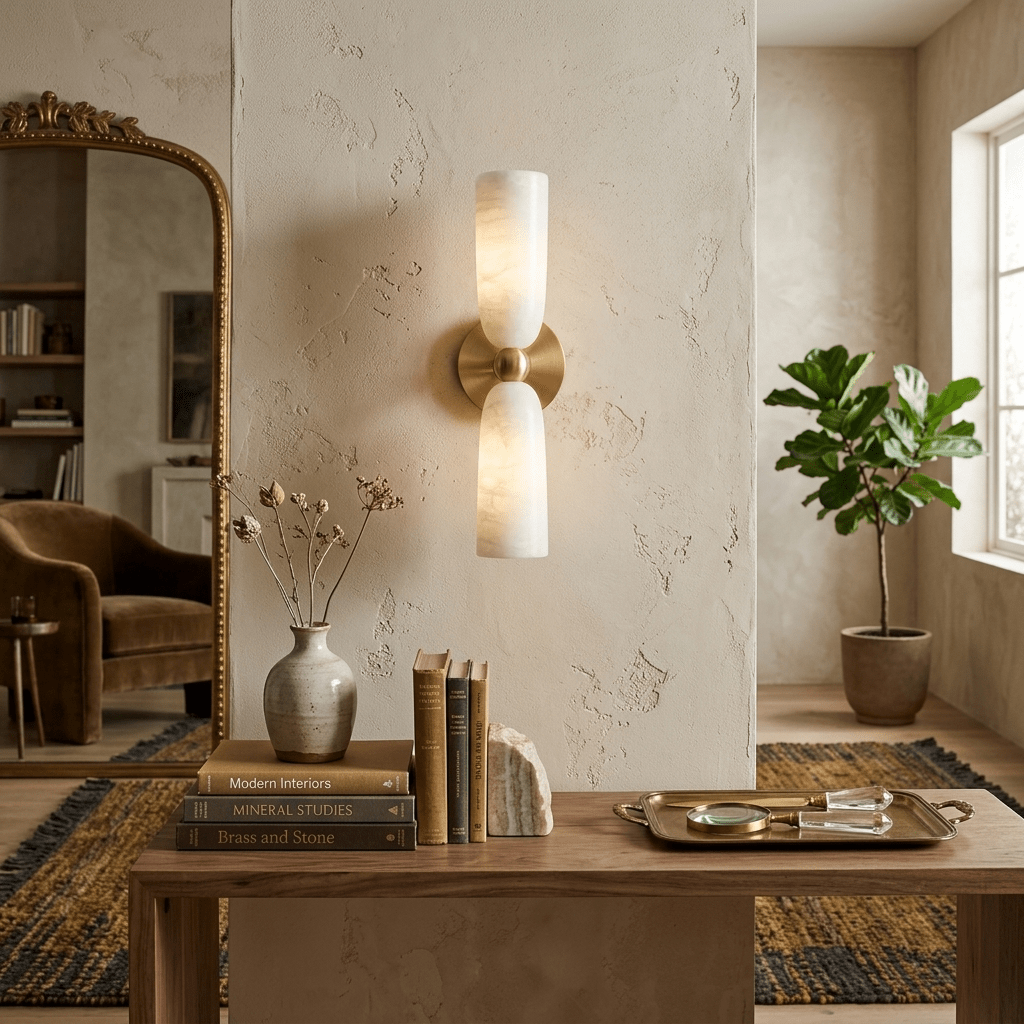 Alabaster Bell Wall Sconce-Neutral Decor
