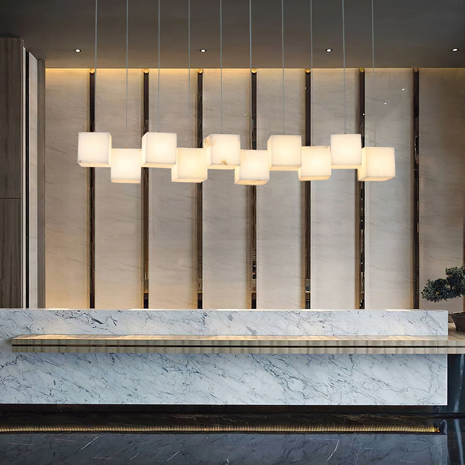 Jarnbruvyd Individual Modern Box Alabaster  Chandelier