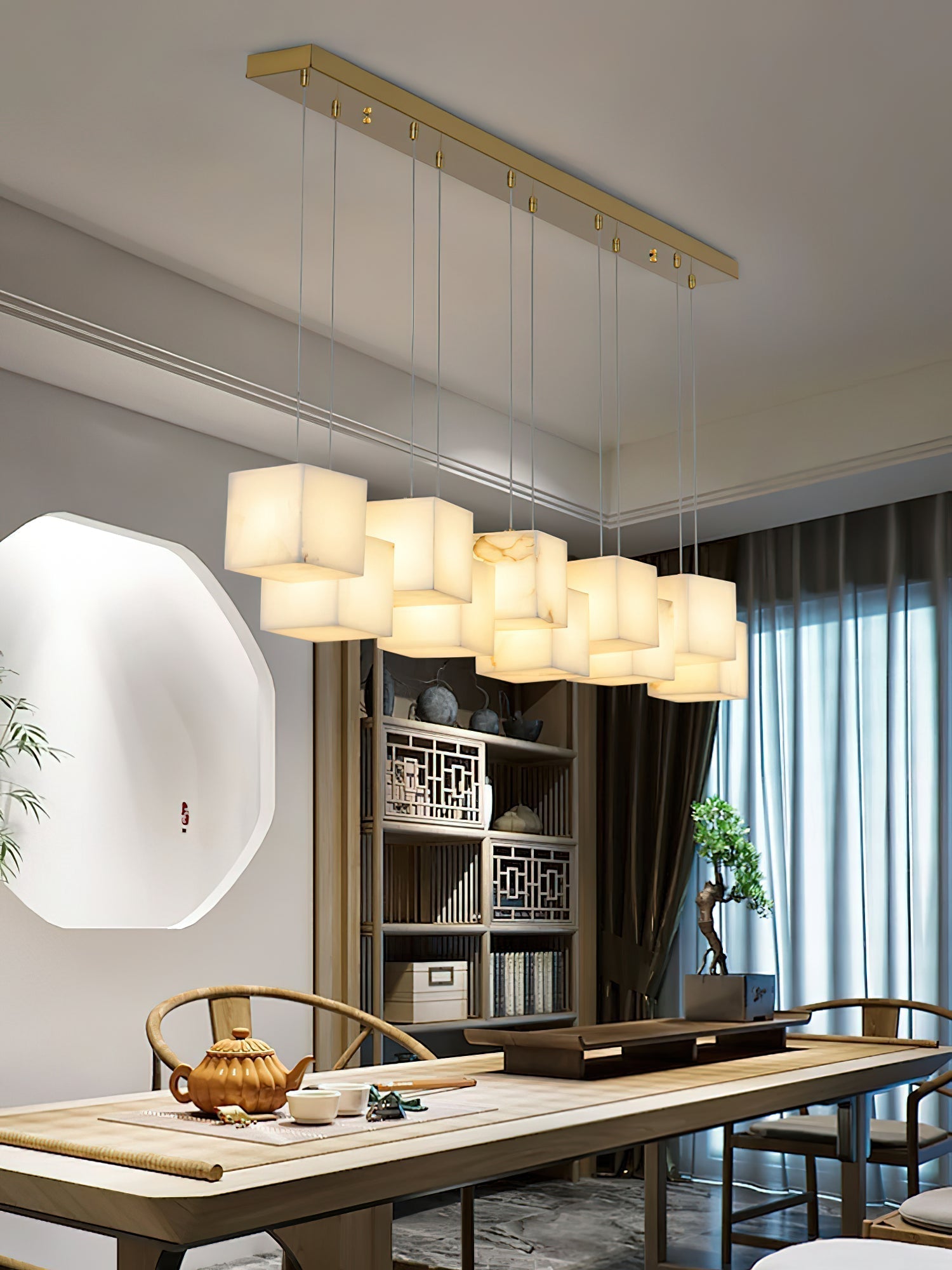 Jarnbruvyd Individual Modern Box Alabaster  Chandelier
