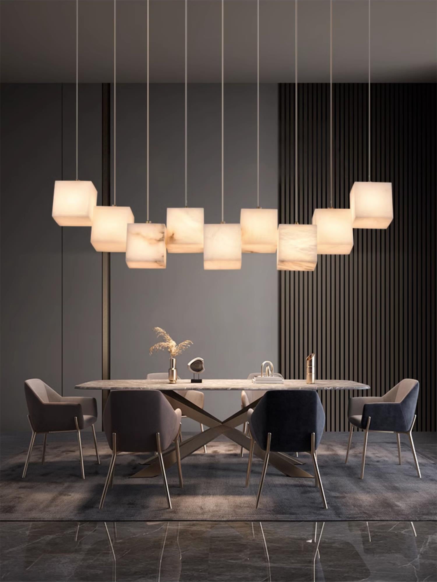 Jarnbruvyd Individual Modern Box Alabaster  Chandelier