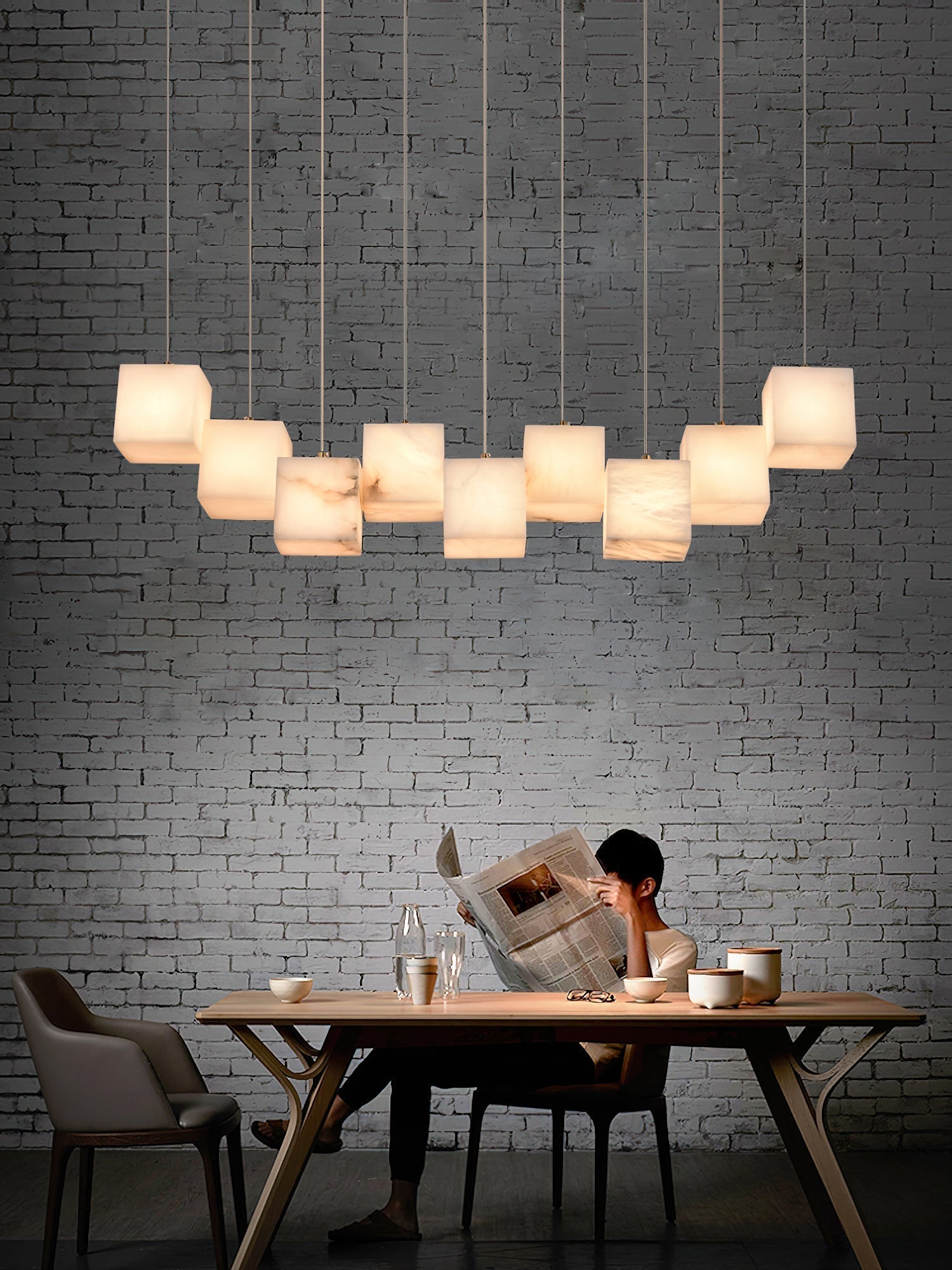 Jarnbruvyd Individual Modern Box Alabaster  Chandelier