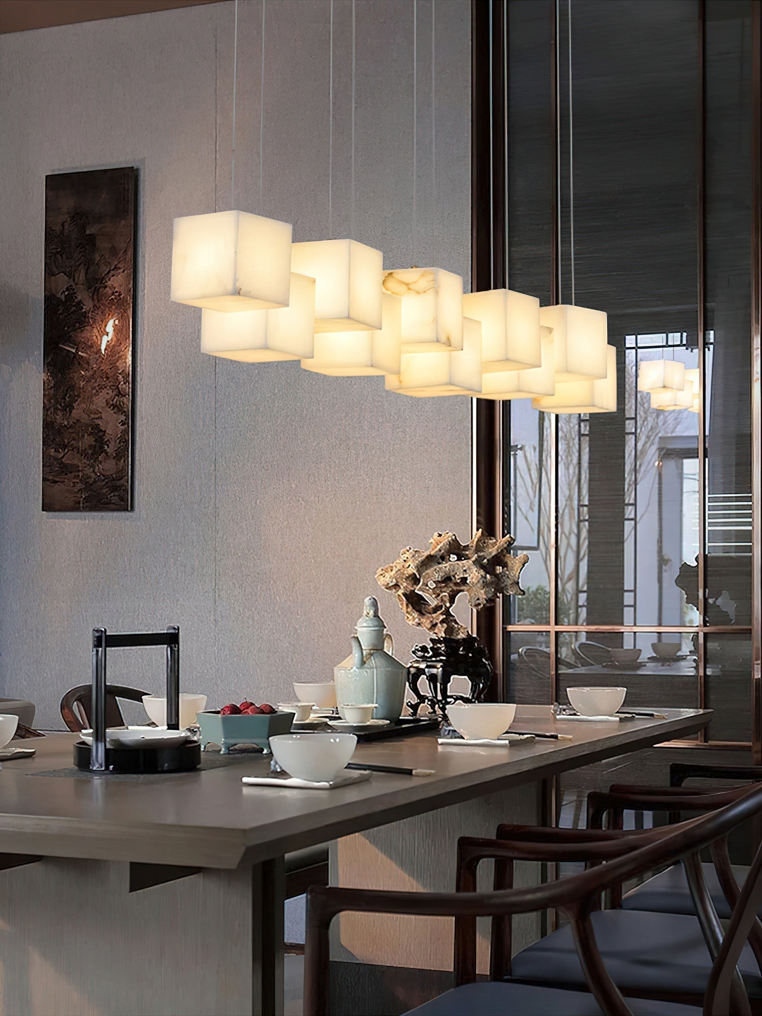 Jarnbruvyd Individual Modern Box Alabaster  Chandelier