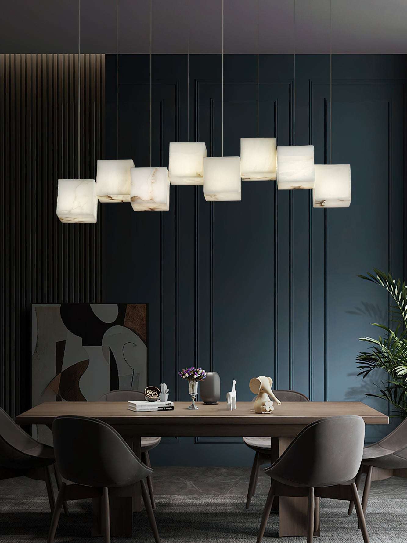 Jarnbruvyd Individual Modern Box Alabaster  Chandelier