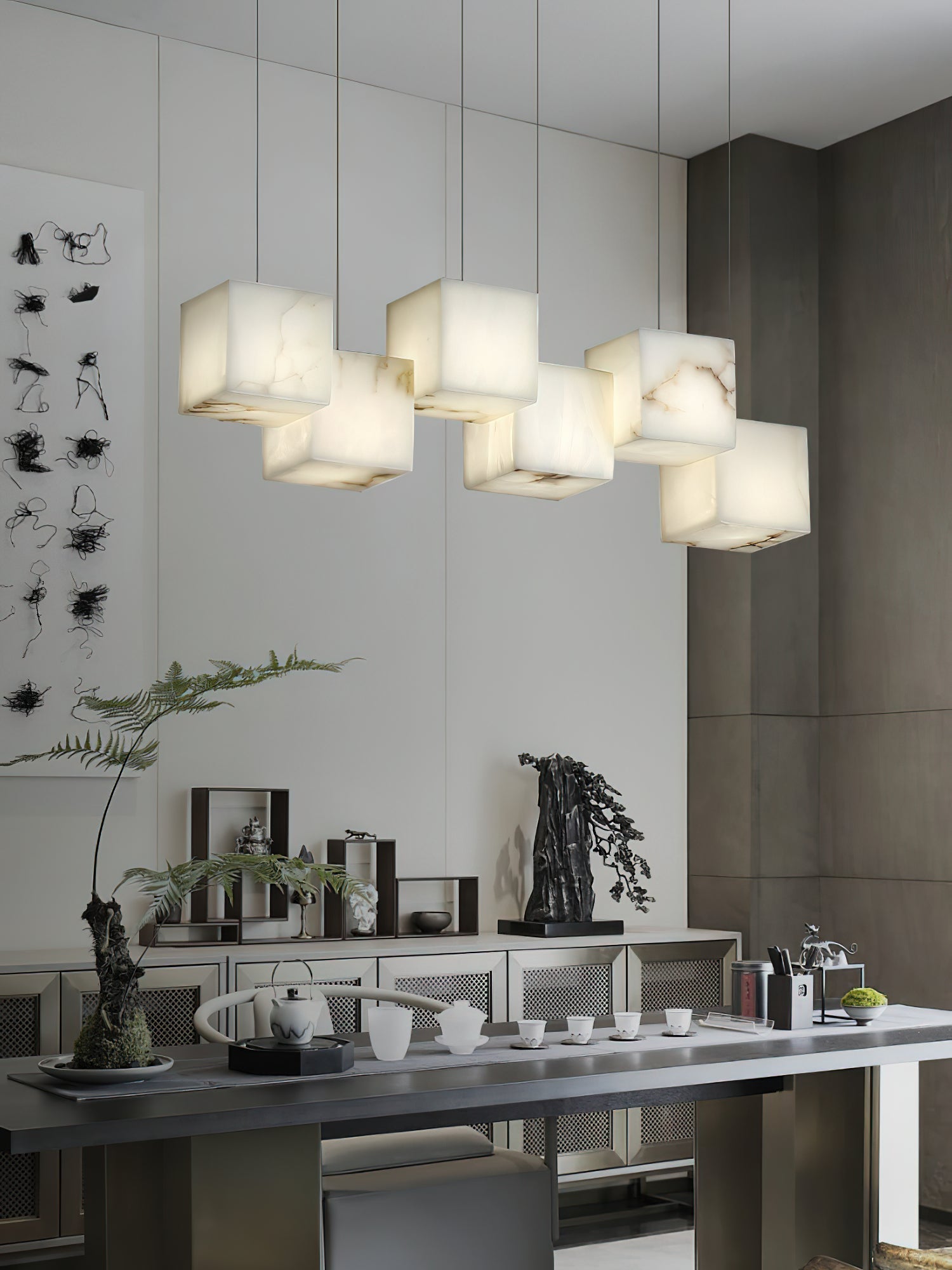 Jarnbruvyd Individual Modern Box Alabaster  Chandelier