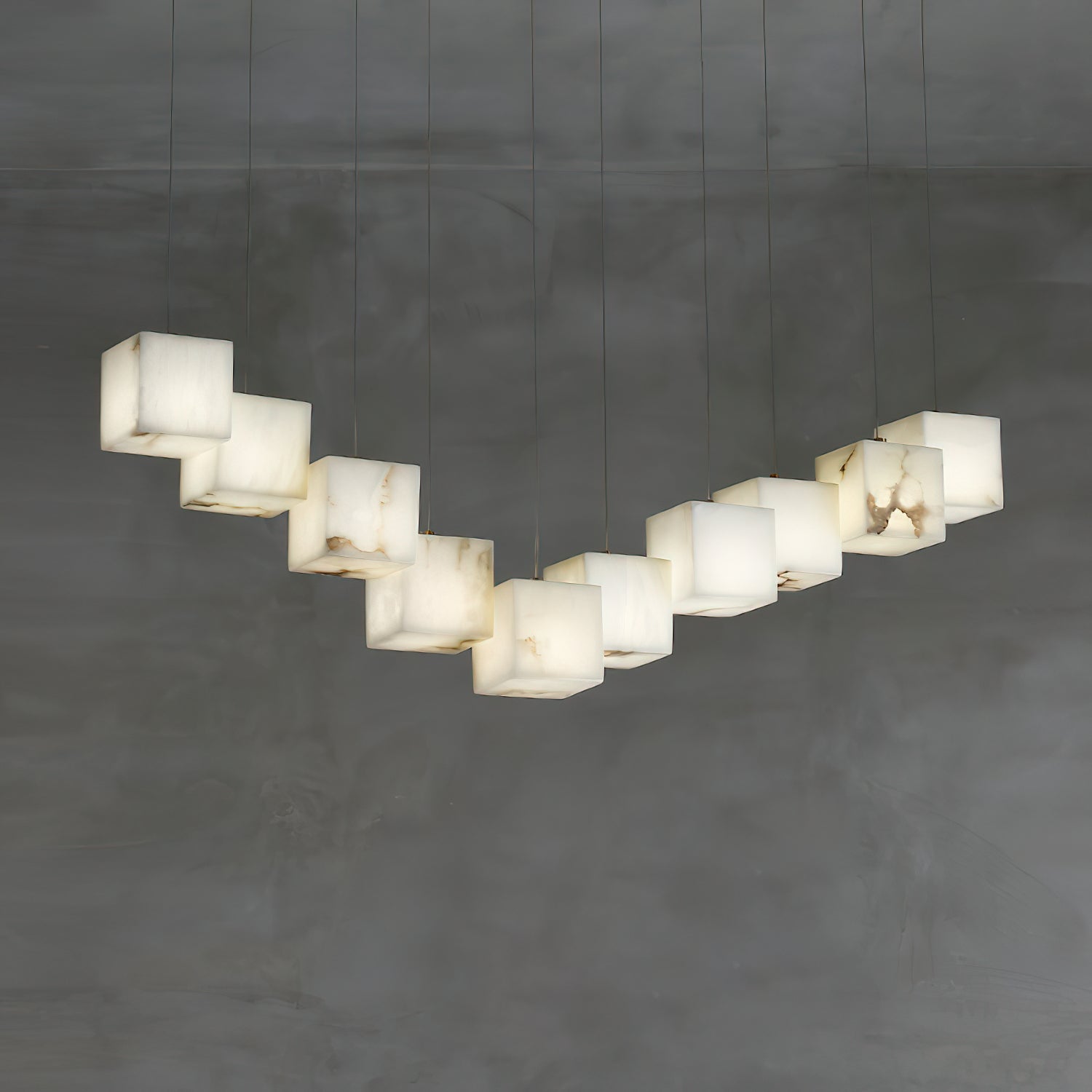 Jarnbruvyd Individual Modern Box Alabaster  Chandelier