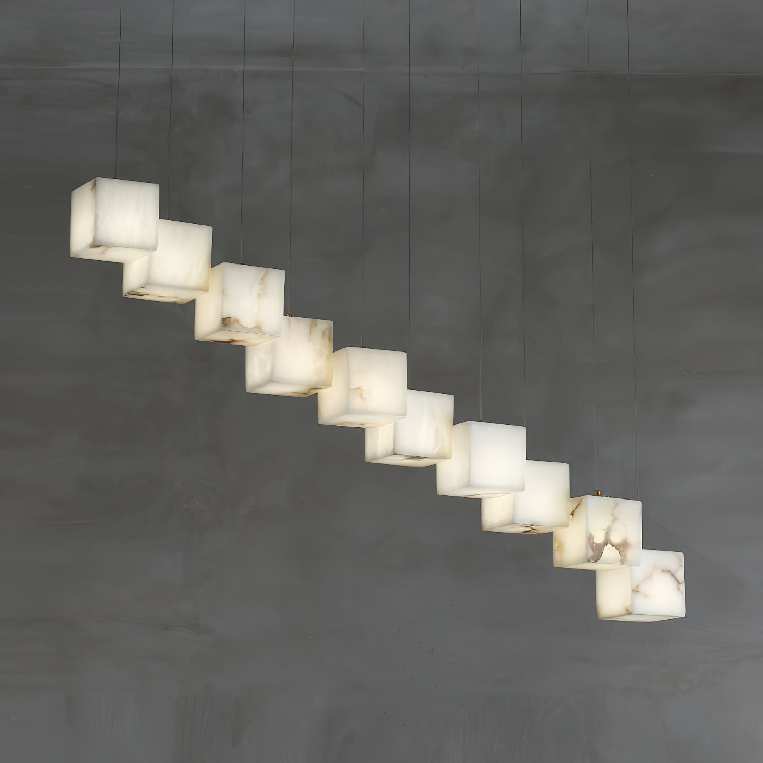 Jarnbruvyd Individual Modern Box Alabaster  Chandelier