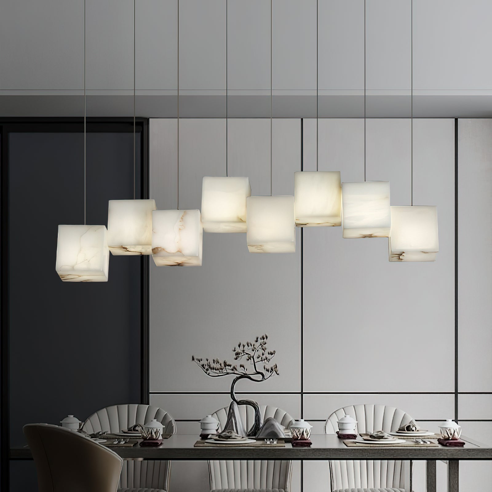Jarnbruvyd Individual Modern Box Alabaster  Chandelier