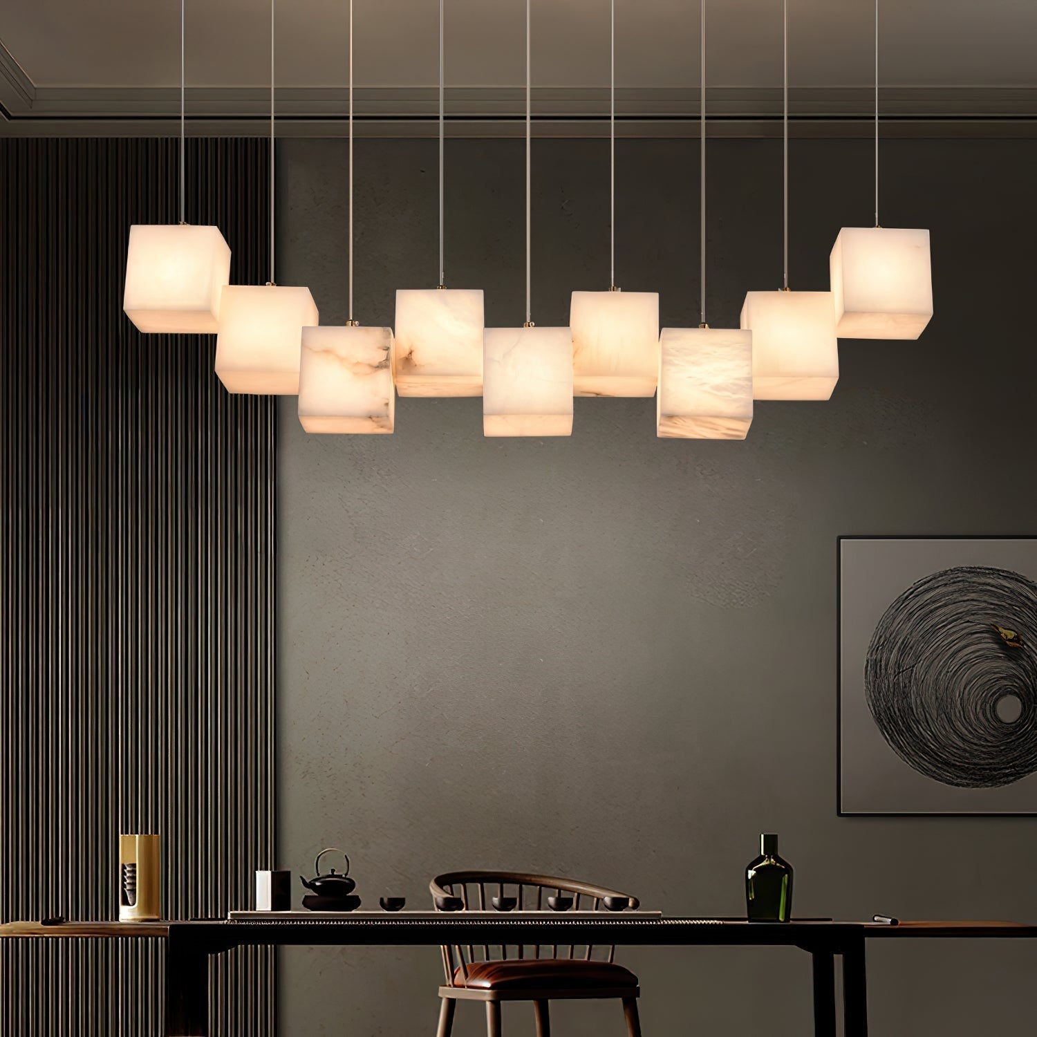 Jarnbruvyd Individual Modern Box Alabaster  Chandelier