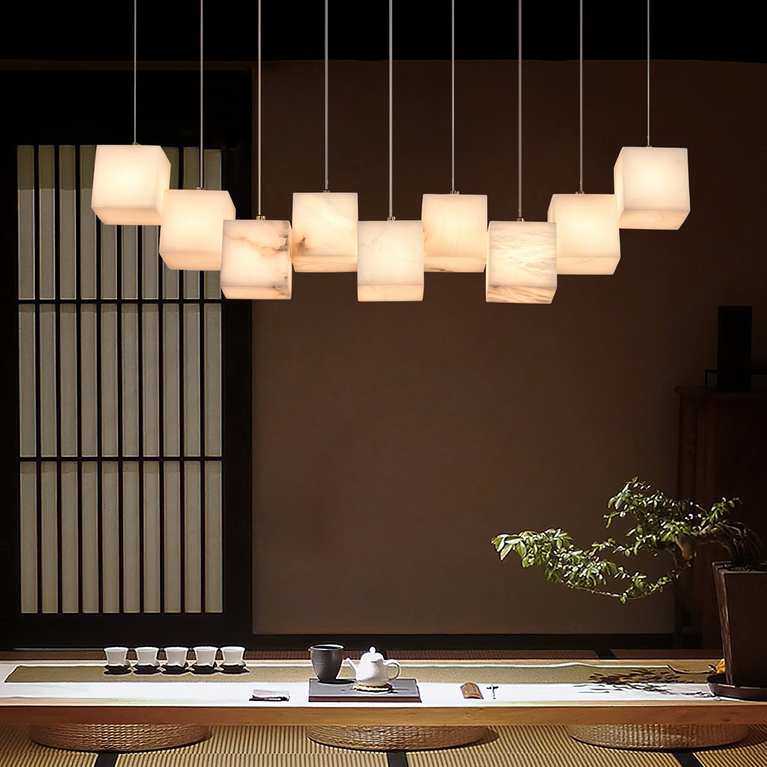 Jarnbruvyd Individual Modern Box Alabaster  Chandelier