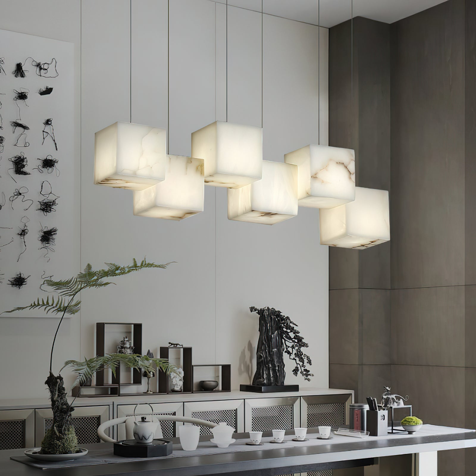 Jarnbruvyd Individual Modern Box Alabaster  Chandelier