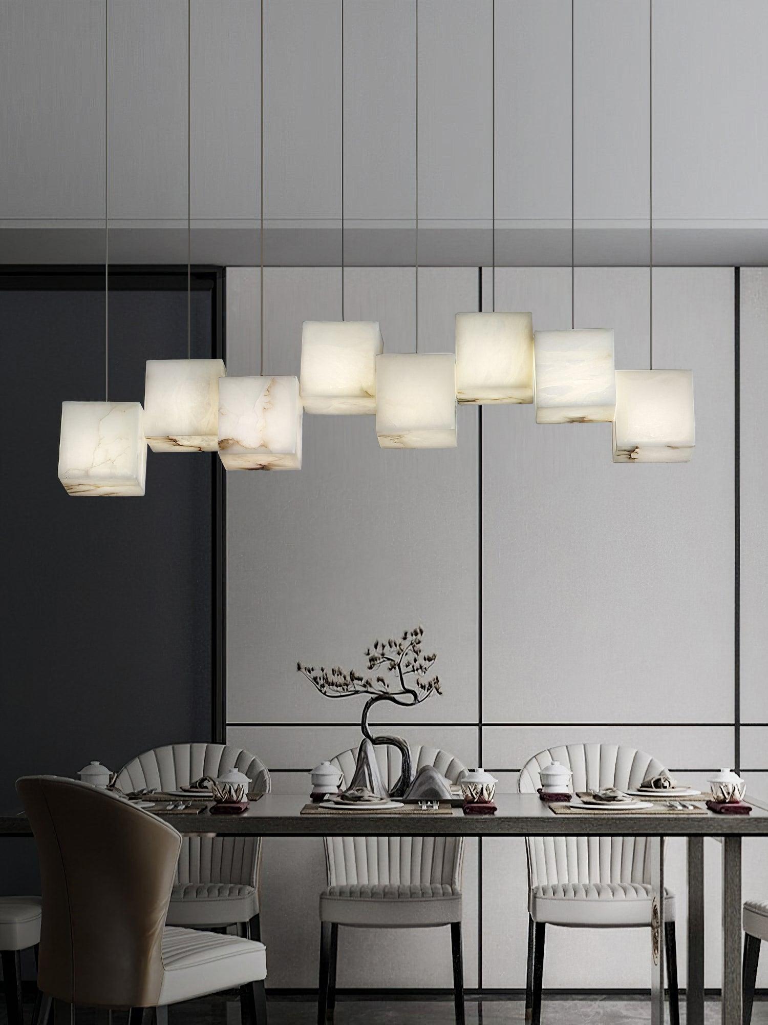 Eurraeel Alabaster Spiral Chandelier-Neutral Decor