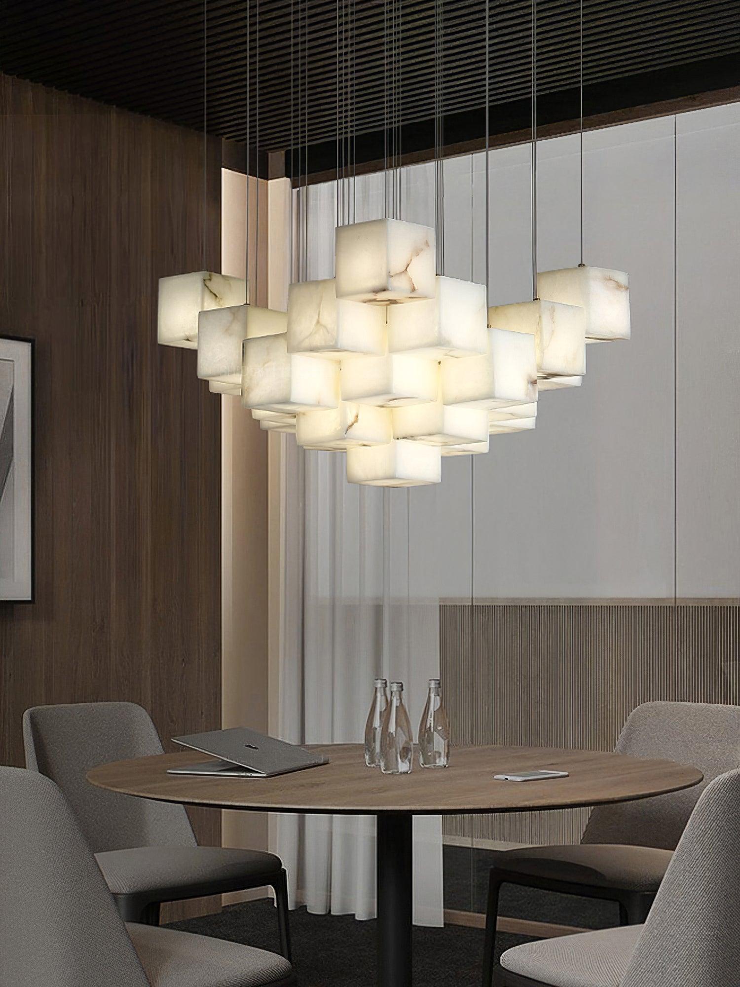 Eurraeel Alabaster Spiral Chandelier-Neutral Decor