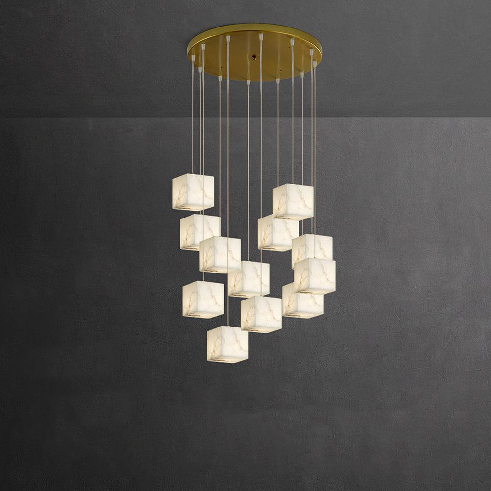 Eurraeel Alabaster Spiral Chandelier-Neutral Decor