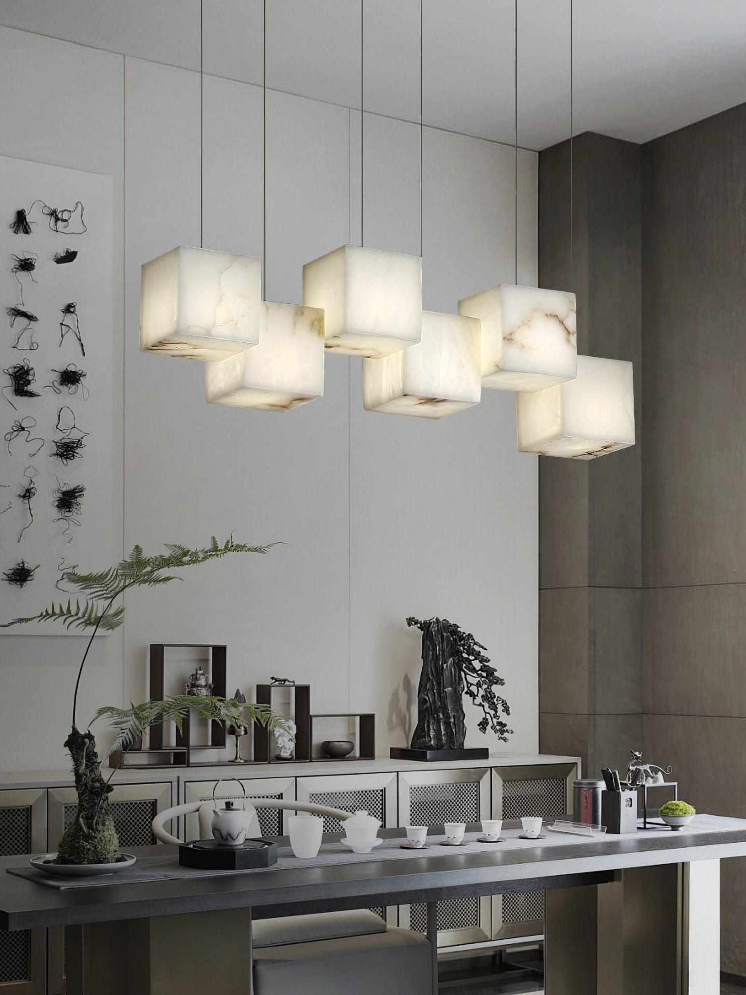 Eurraeel Alabaster Spiral Chandelier-Neutral Decor