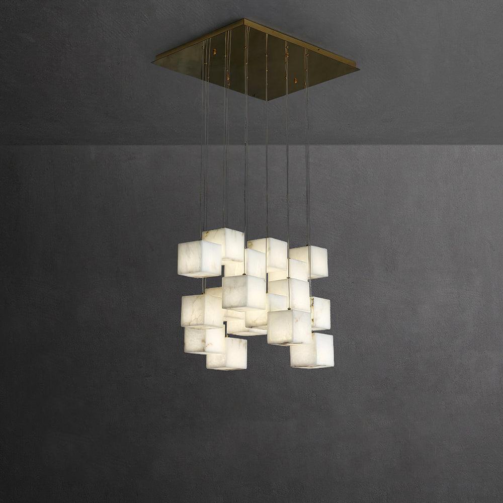 Eurraeel Alabaster Spiral Chandelier-Neutral Decor