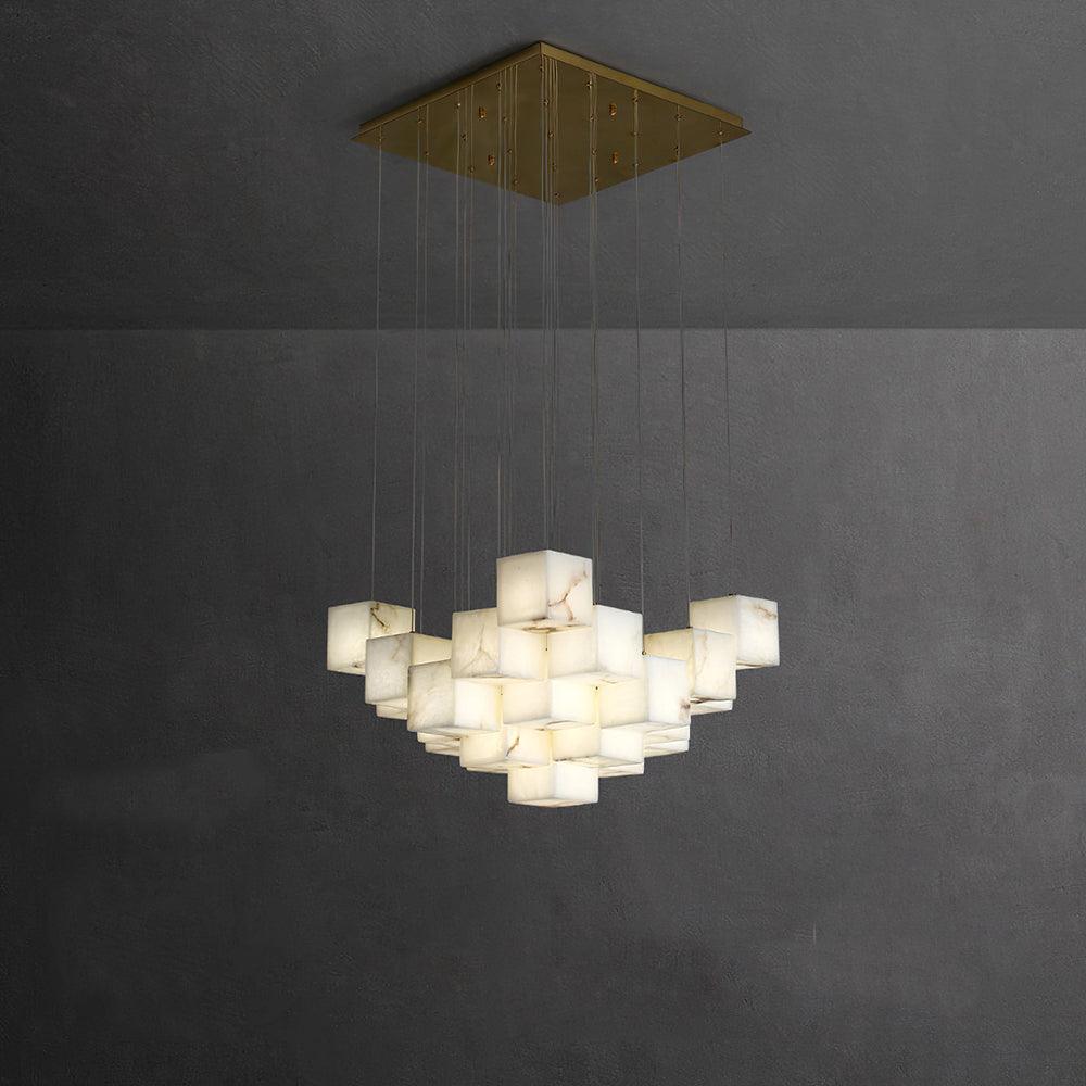 Eurraeel Alabaster Spiral Chandelier-Neutral Decor