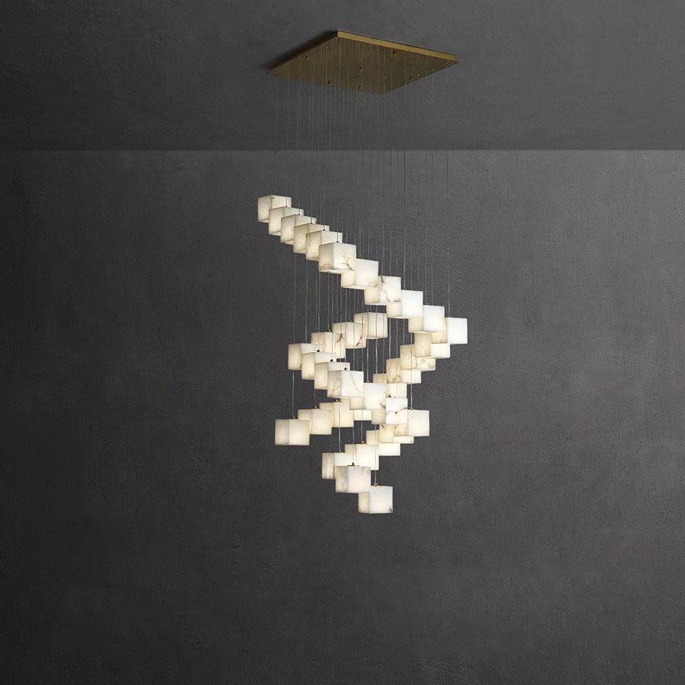 Eurraeel Alabaster Spiral Chandelier-Neutral Decor