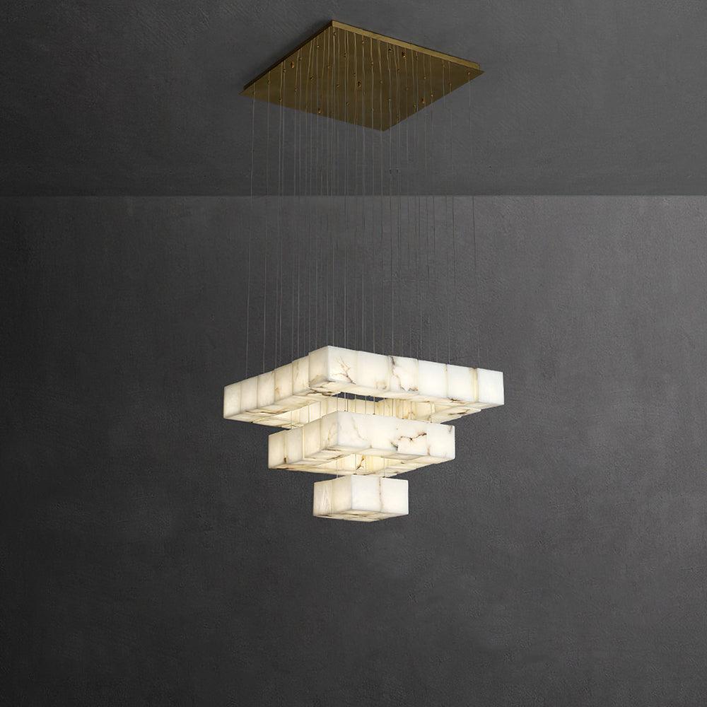 Eurraeel Alabaster Spiral Chandelier-Neutral Decor