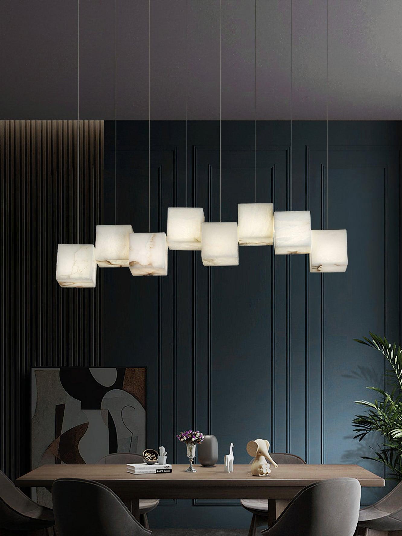 Eurraeel Alabaster Spiral Chandelier-Neutral Decor