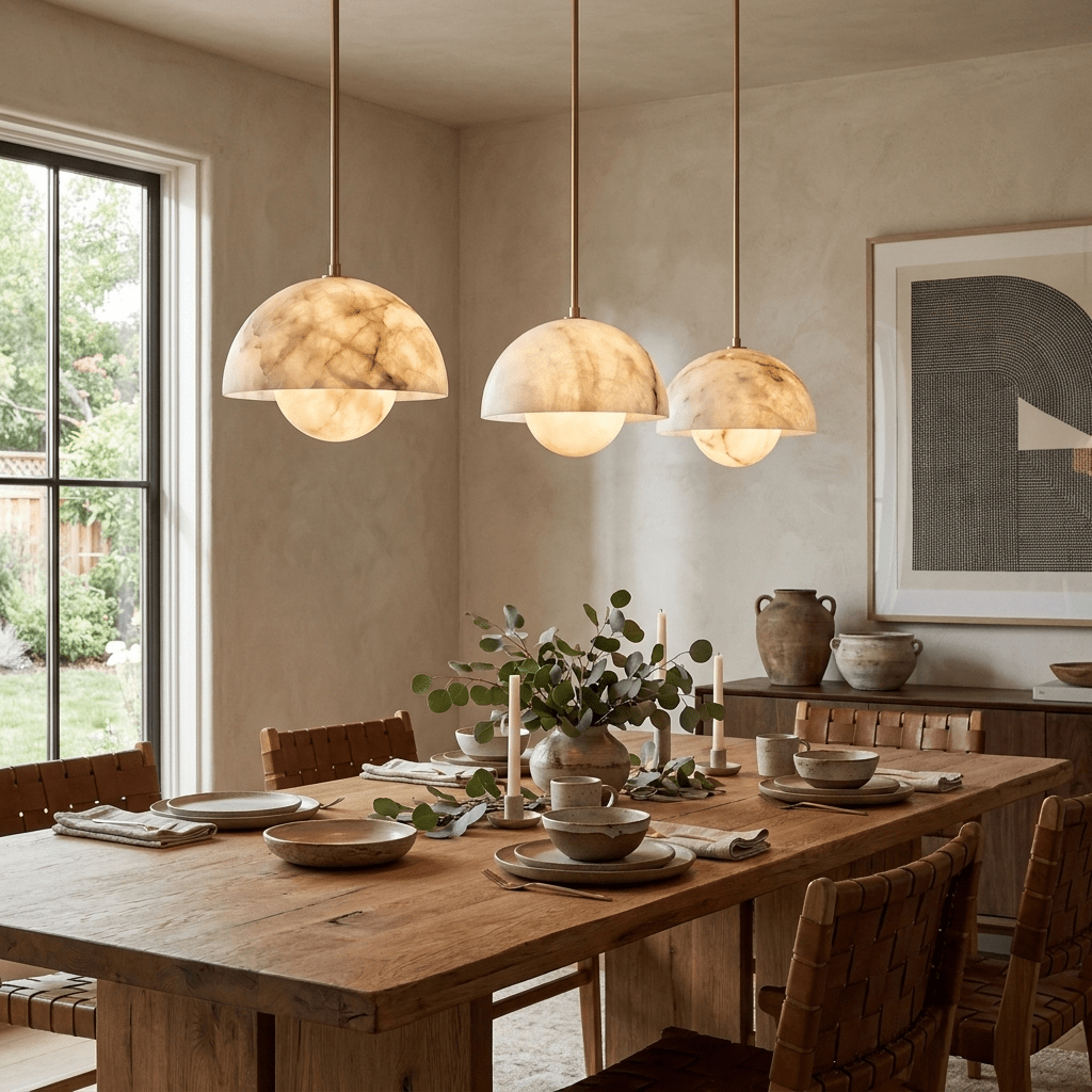 Alabaster Bud Pendant Lamp-Neutral Decor