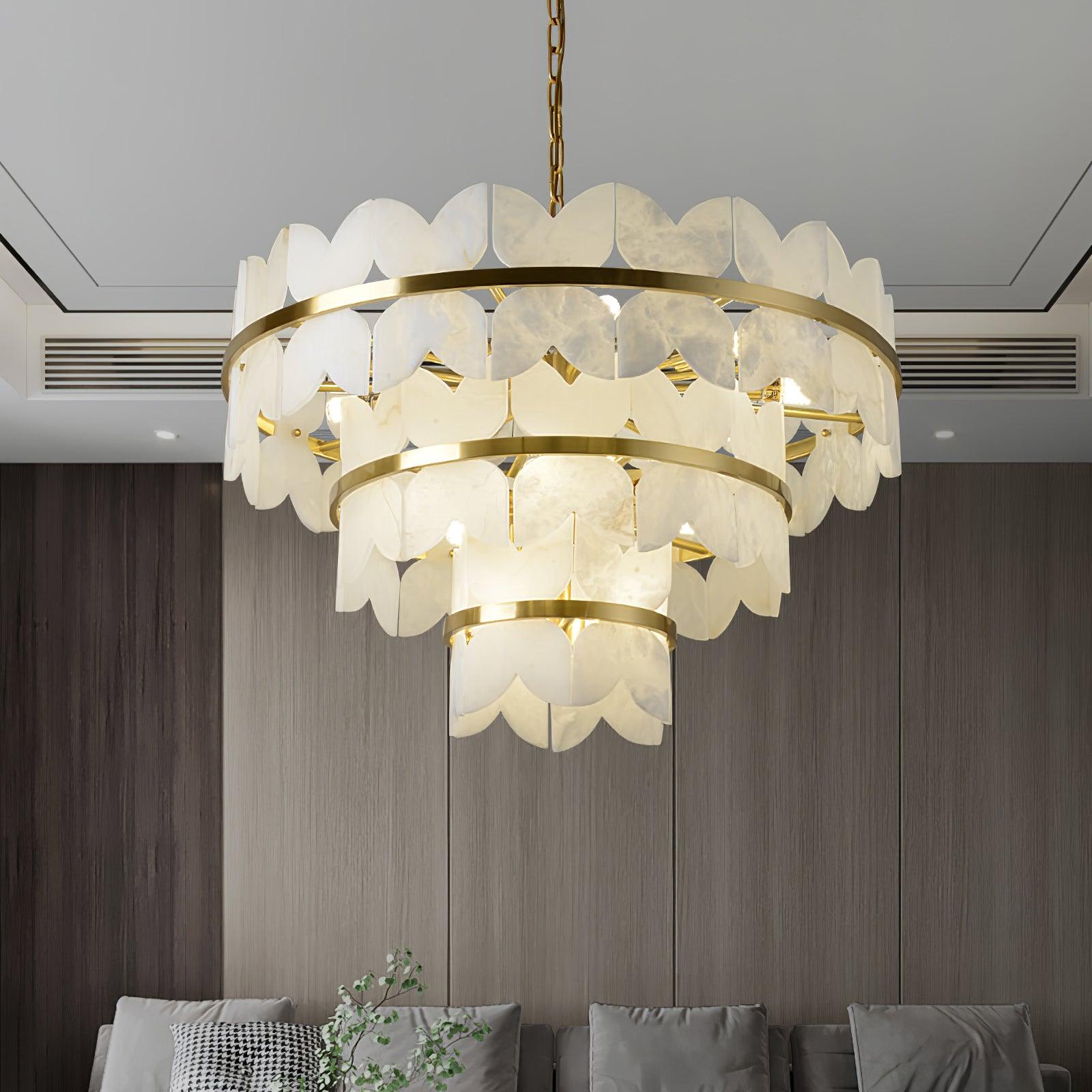 Seraphina Vintage Alabaster Chandelier Light-Neutral Decor