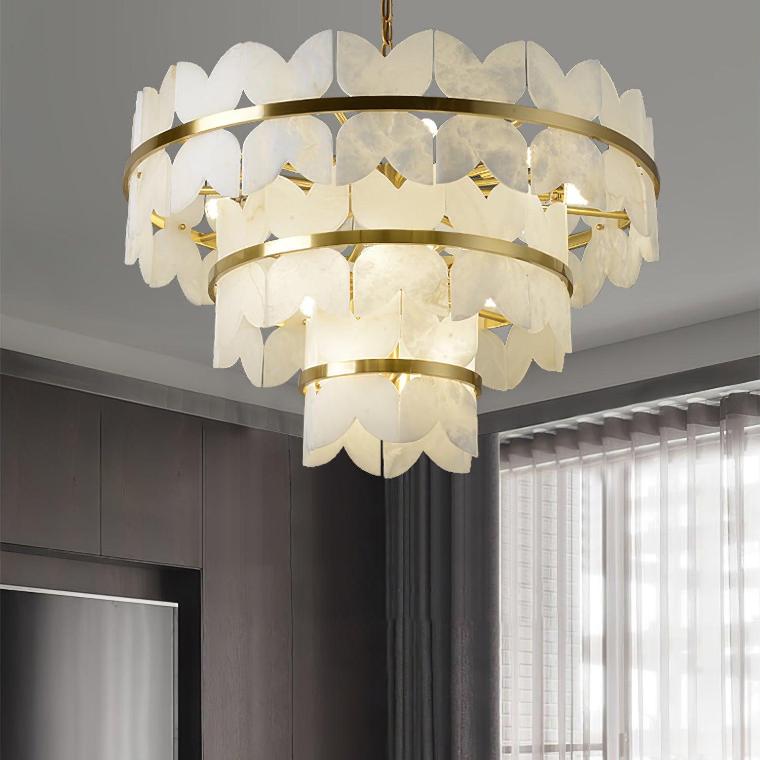 Seraphina Vintage Alabaster Chandelier Light-Neutral Decor