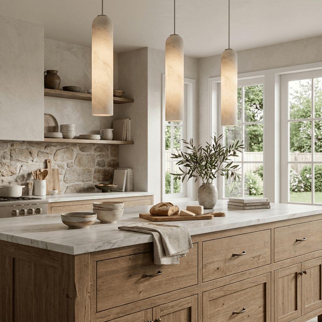 Alabaster Cylinder Pendant Light-Neutral Decor