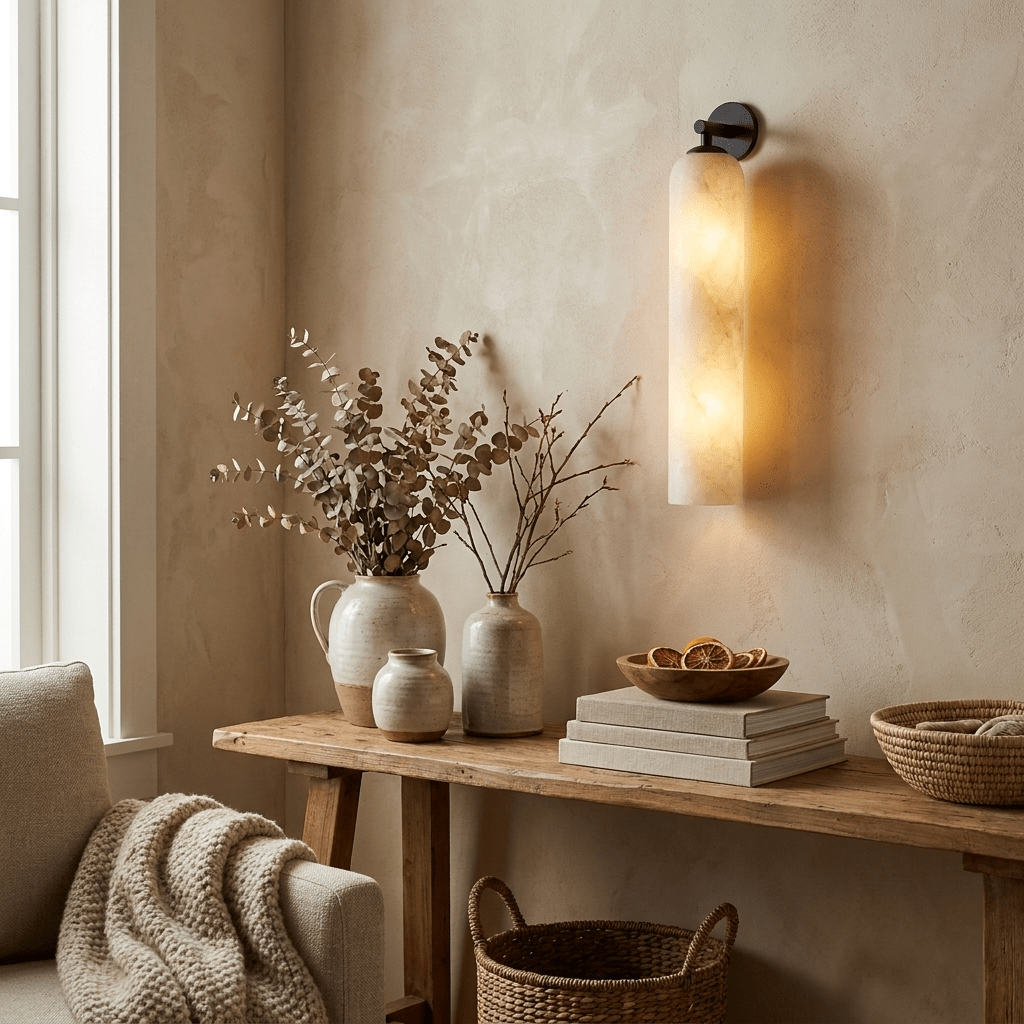 Tube Alabaster Wall Sconce-Neutral Decor