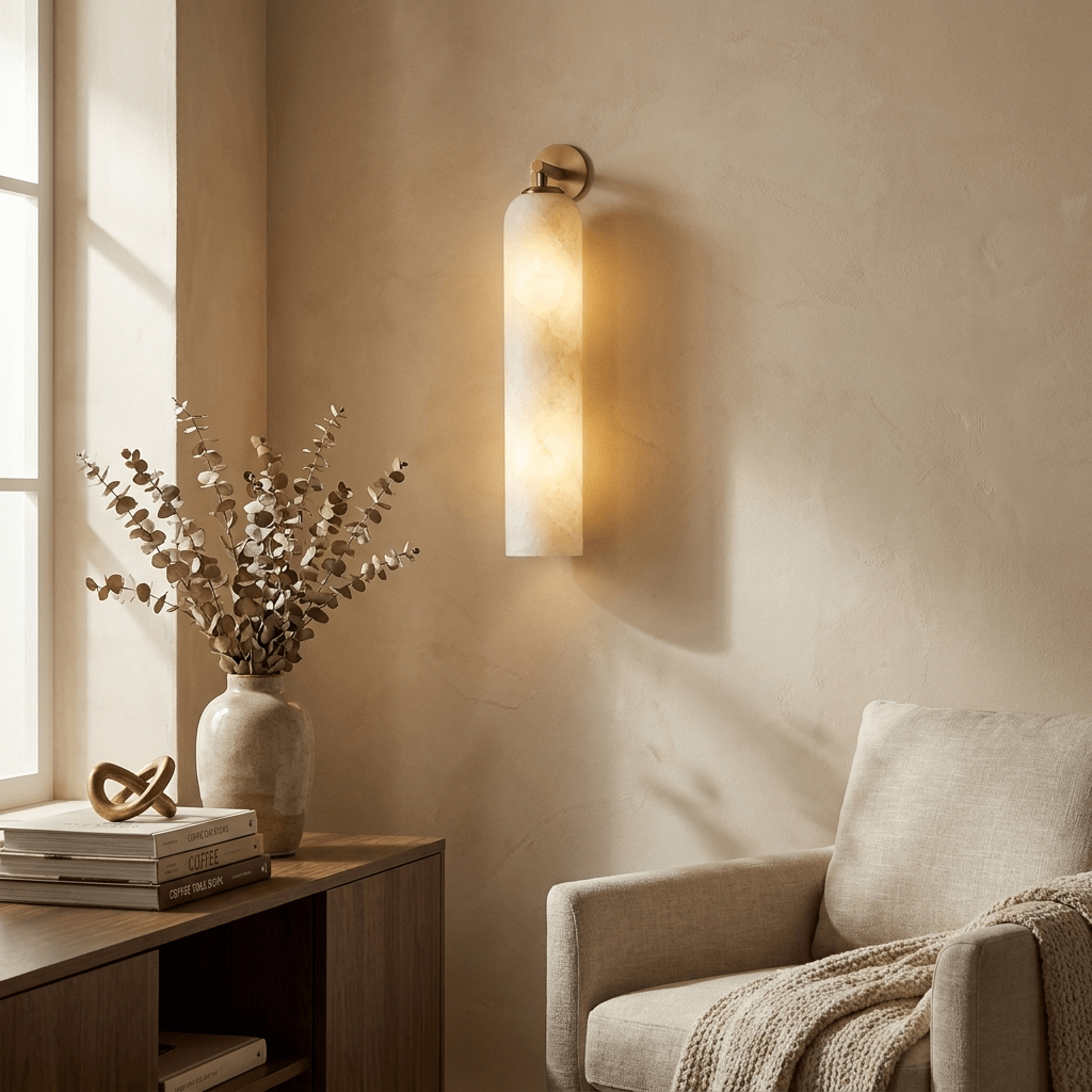 Tube Alabaster Wall Sconce-Neutral Decor