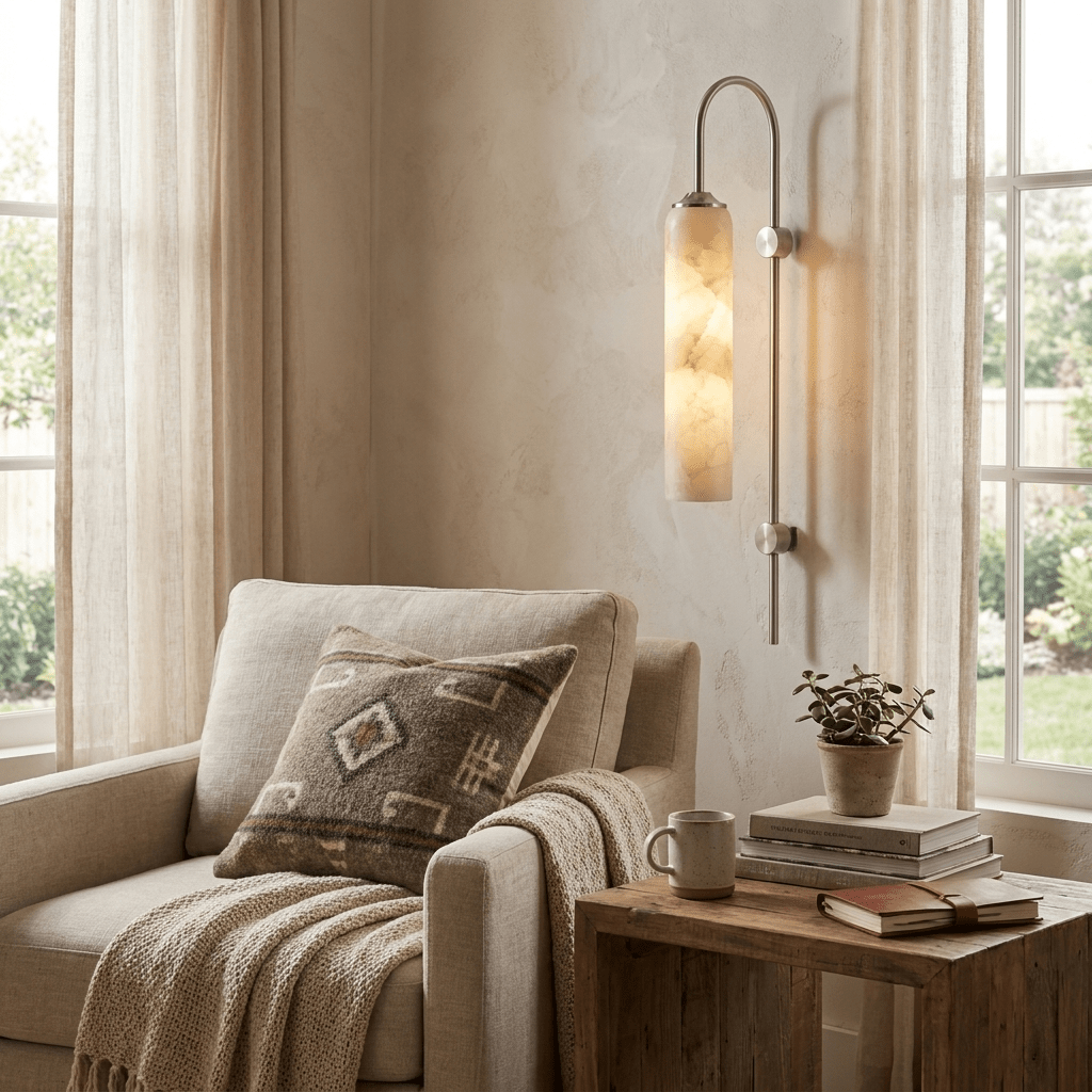Alabaster Cylinder Wall Light-Neutral Decor