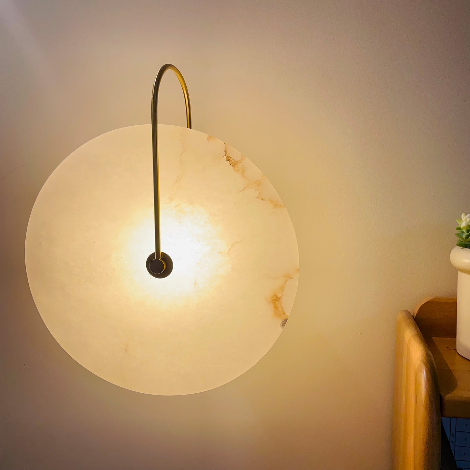 Kristy Alabaster LED Wall Lamp Round Iconic Circular-Neutral Decor