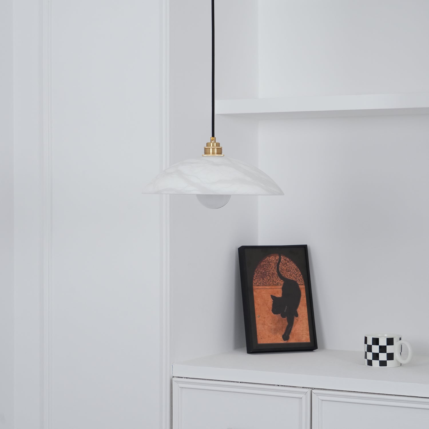 Warenol Minimalist Alabaster Pendant Light-Neutral Decor