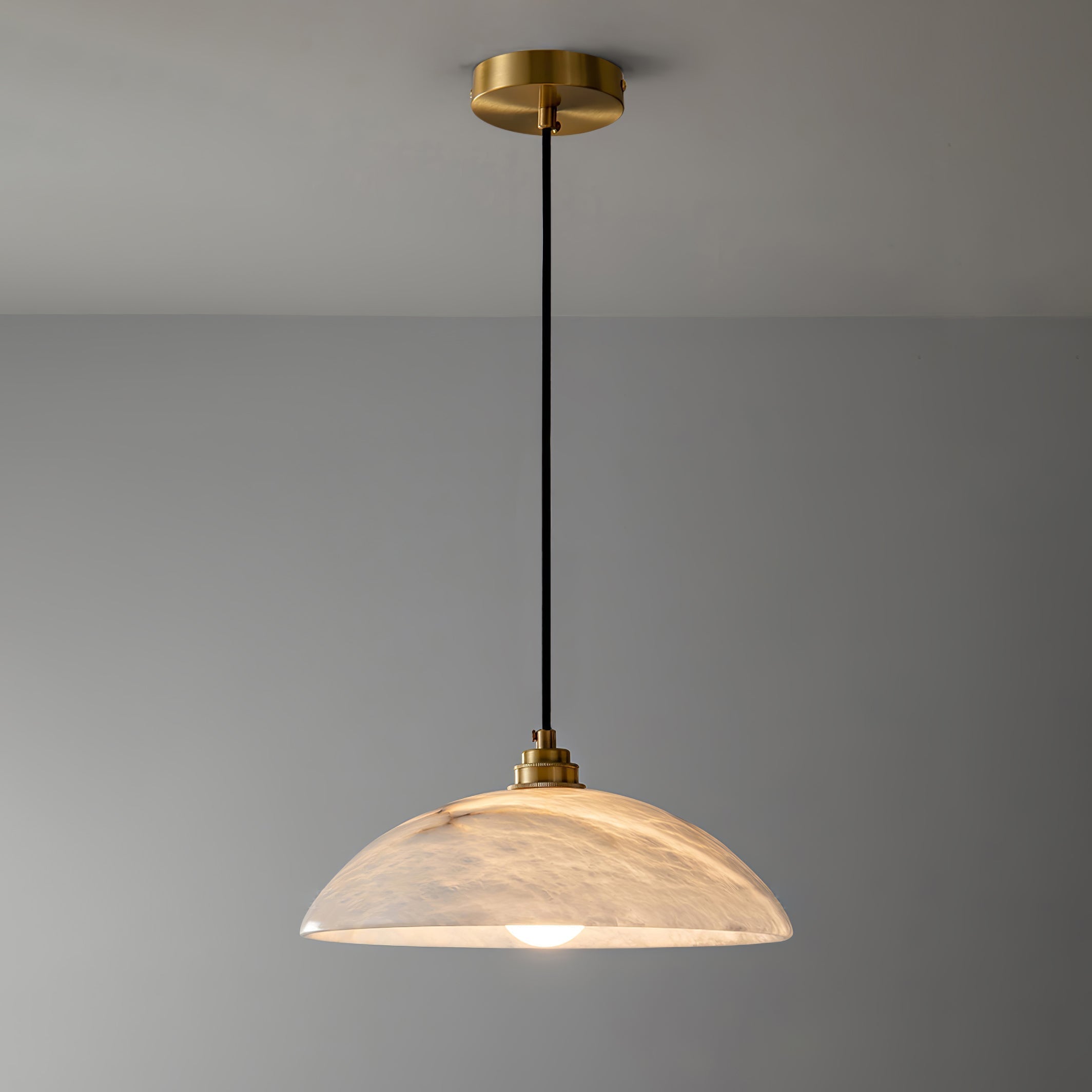 Delin Dome Pendant Light Alabaster &Brass
