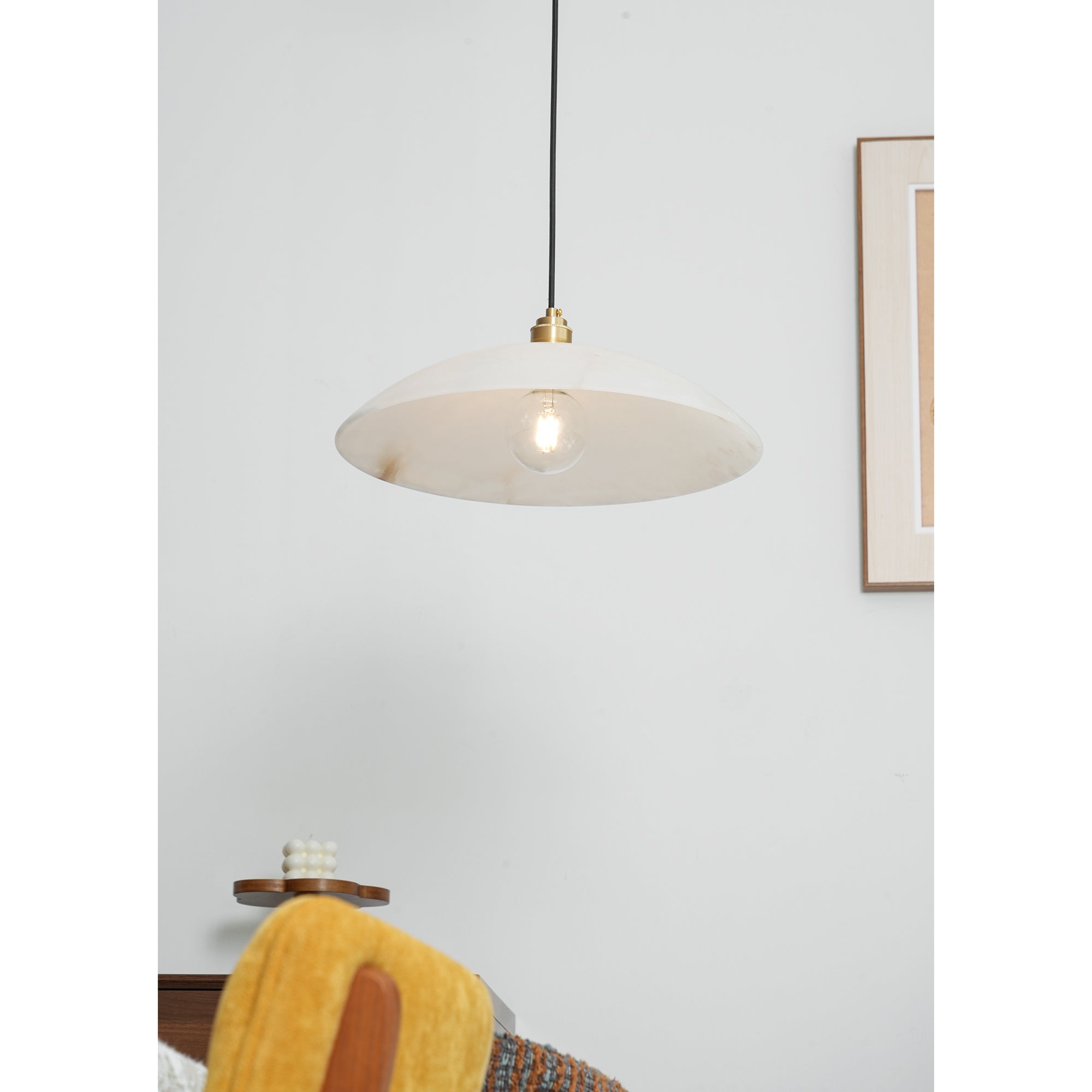 Warenol Minimalist Alabaster Pendant Light-Neutral Decor