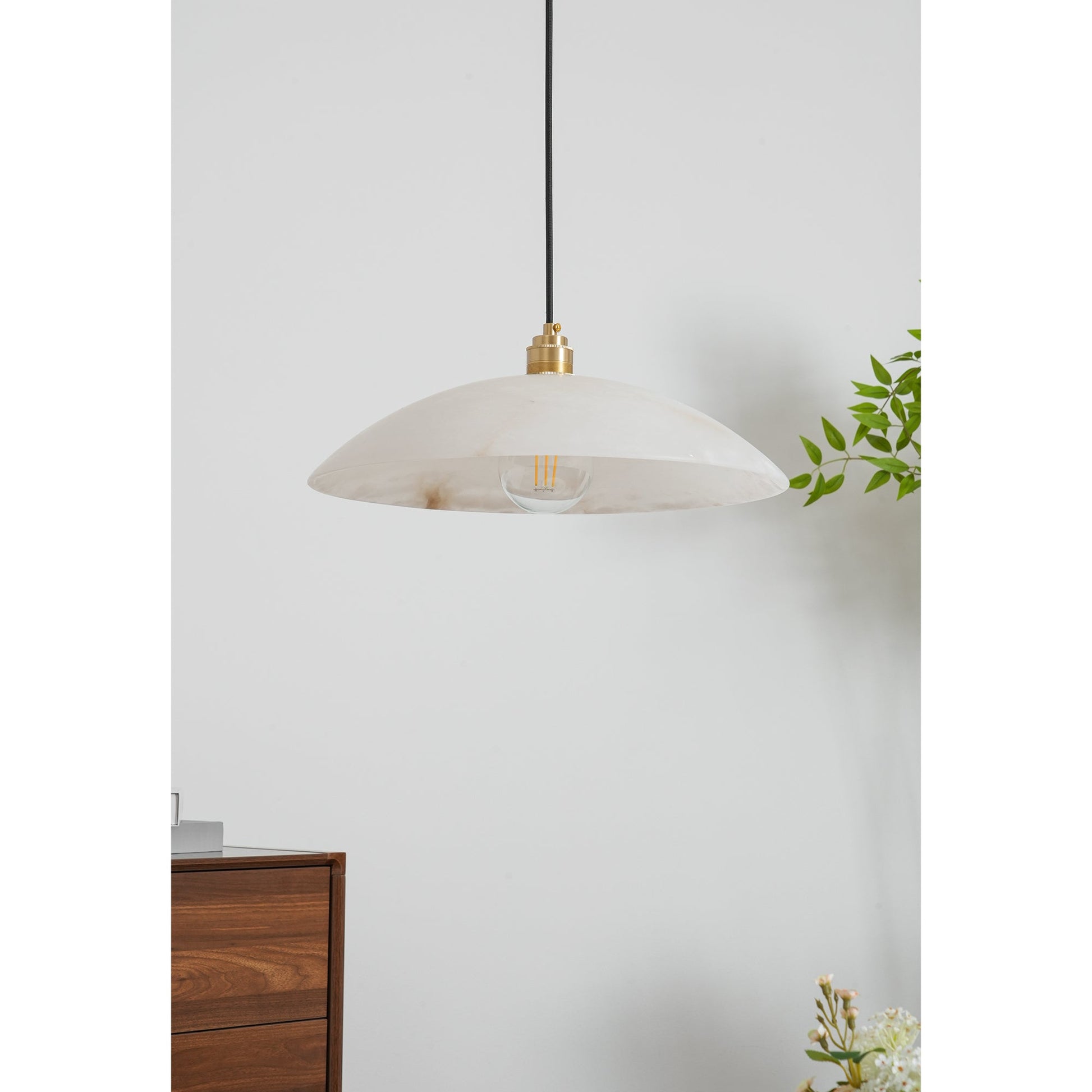 Warenol Minimalist Alabaster Pendant Light-Neutral Decor