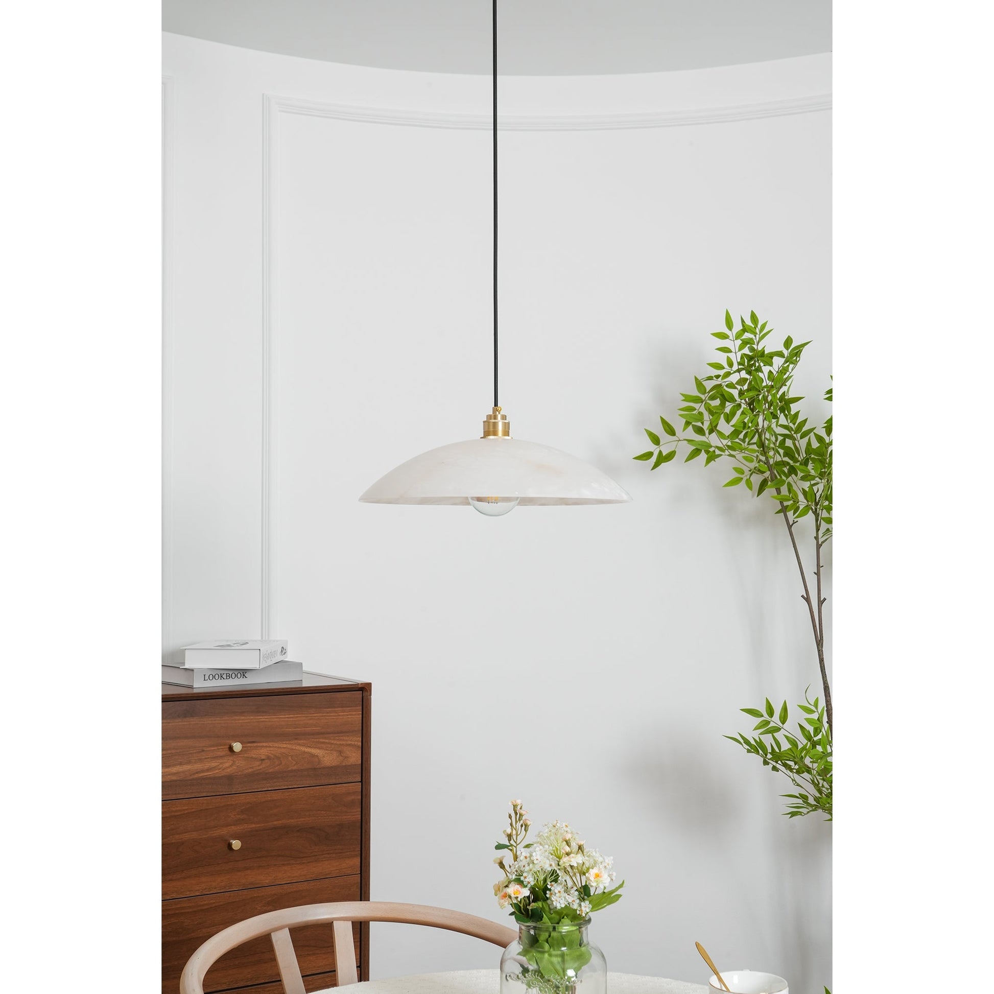 Warenol Minimalist Alabaster Pendant Light-Neutral Decor