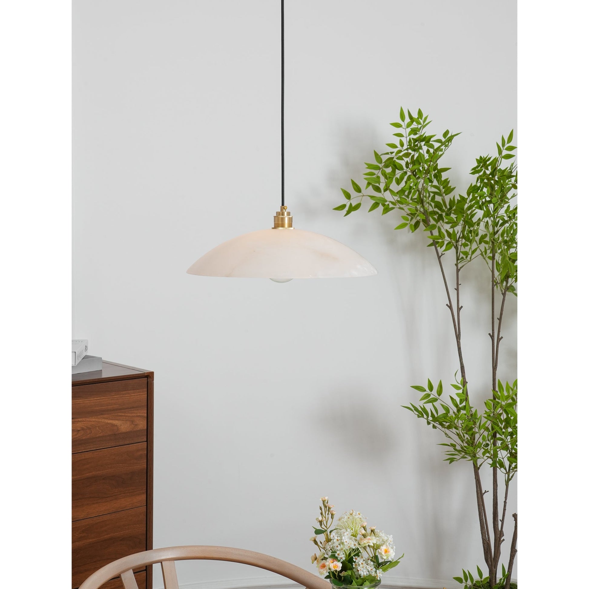 Warenol Minimalist Alabaster Pendant Light-Neutral Decor