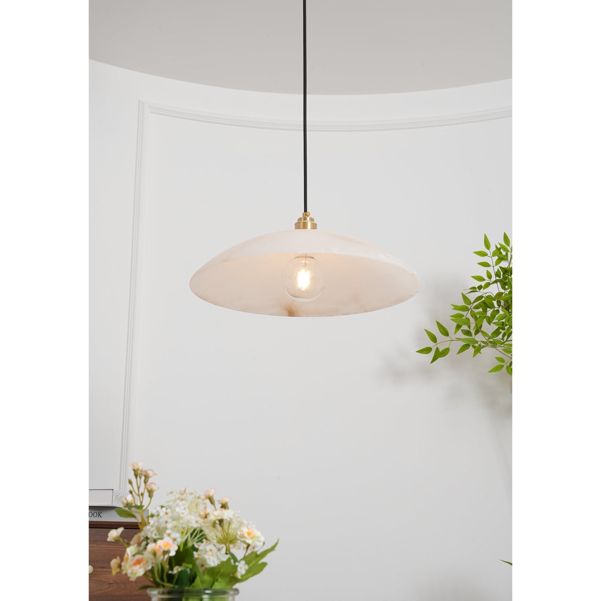 Warenol Minimalist Alabaster Pendant Light-Neutral Decor