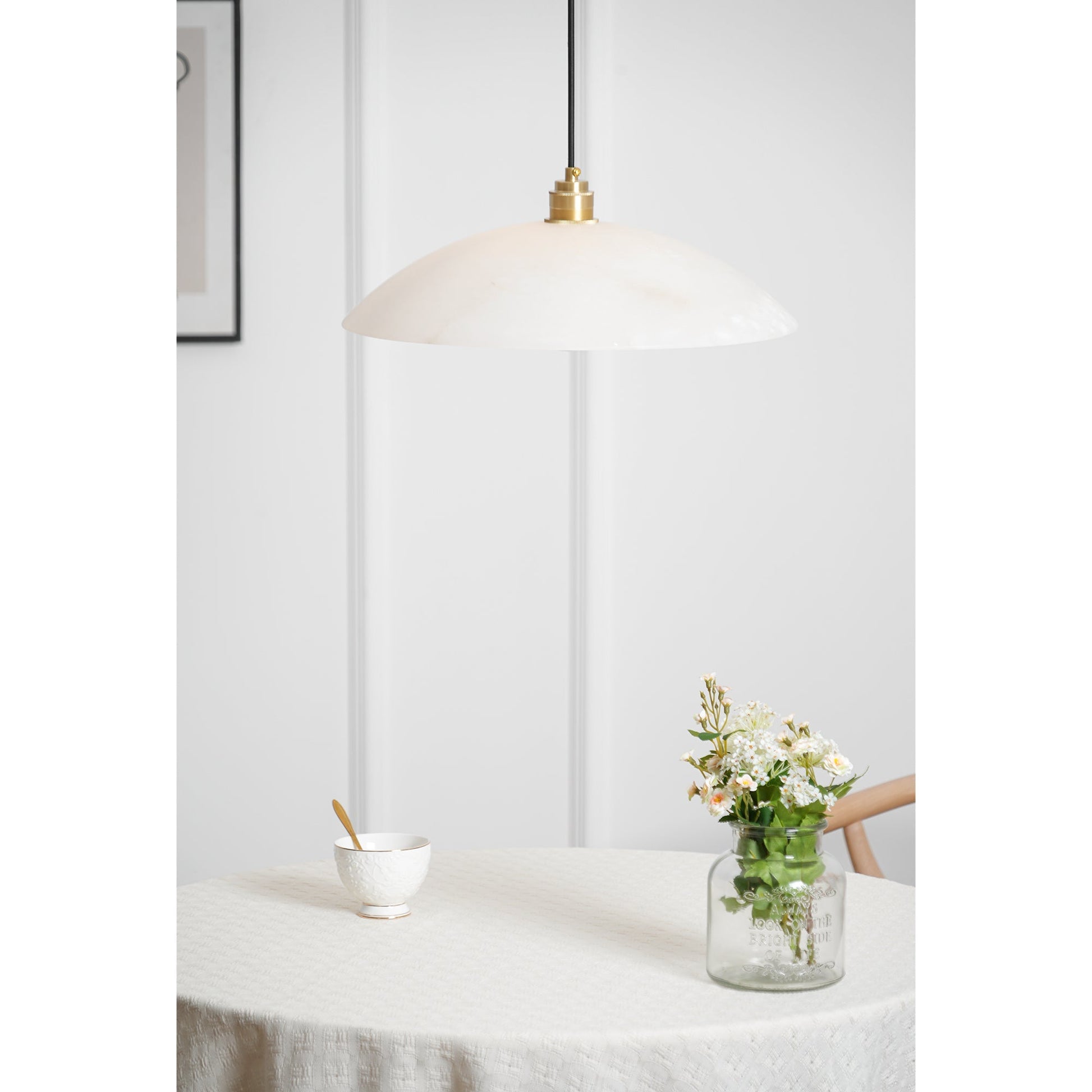 Warenol Minimalist Alabaster Pendant Light-Neutral Decor