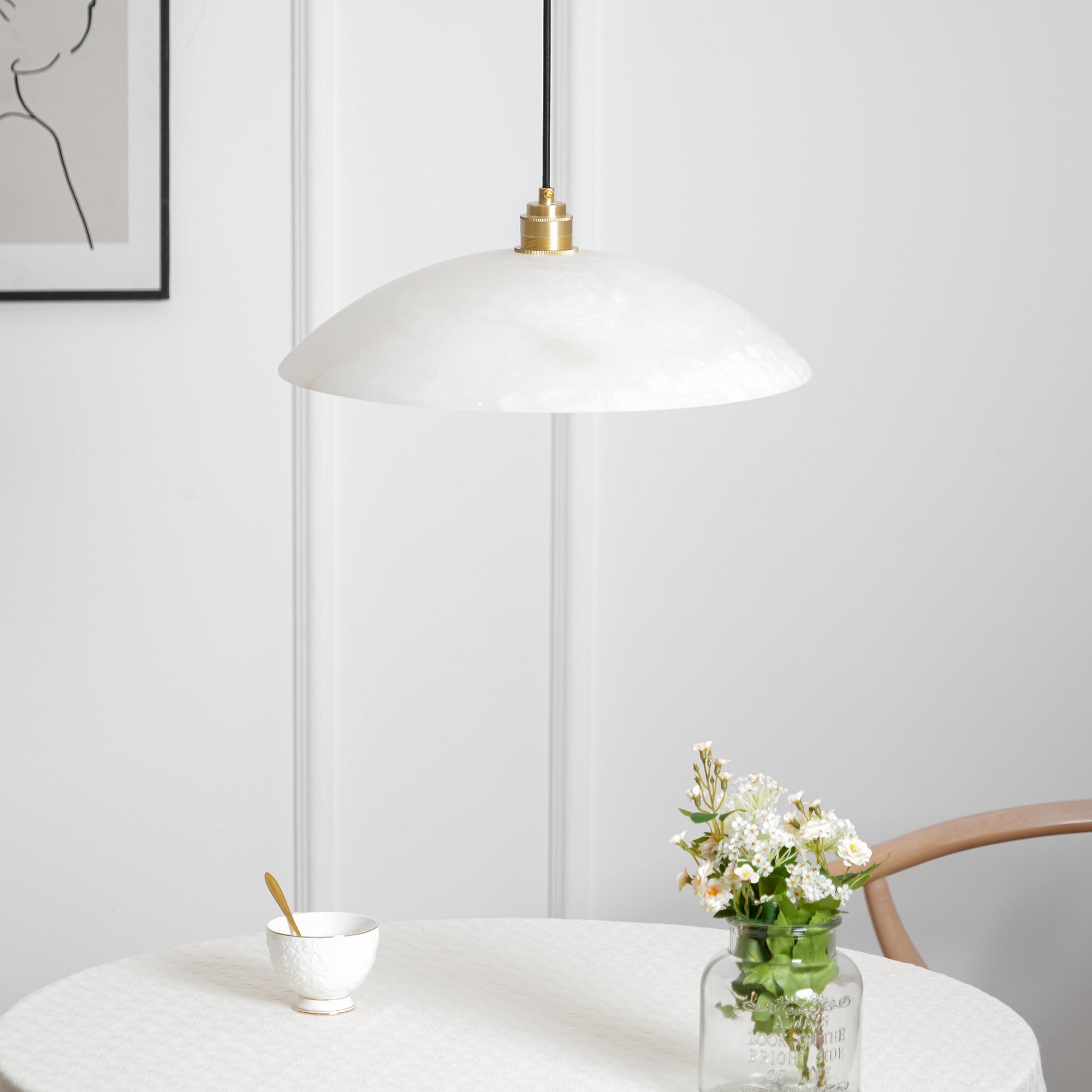 Ljomuvyd Individual Creativity Dome Alabaster Pendant Light