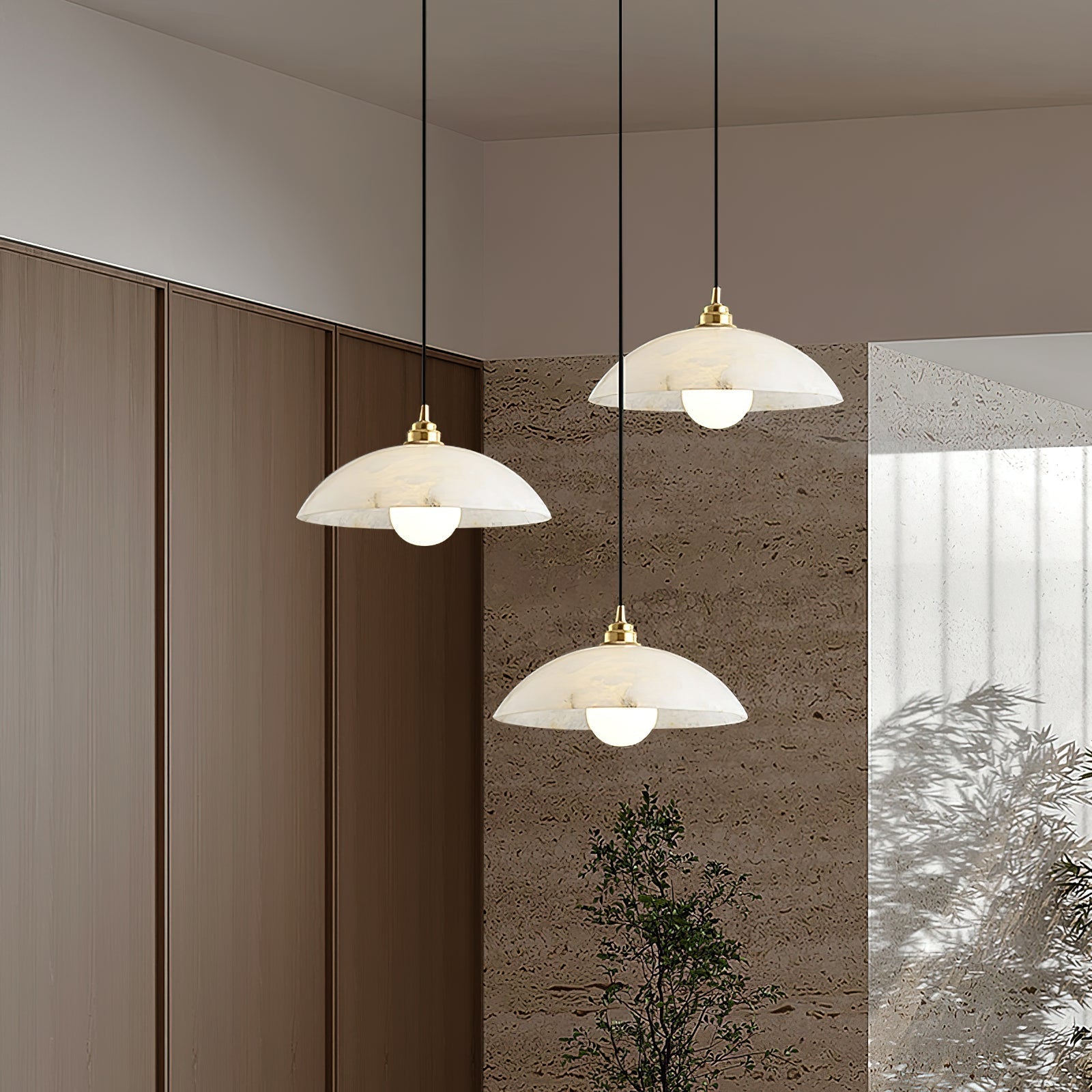 Ljomuvyd Individual Creativity Dome Alabaster Pendant Light